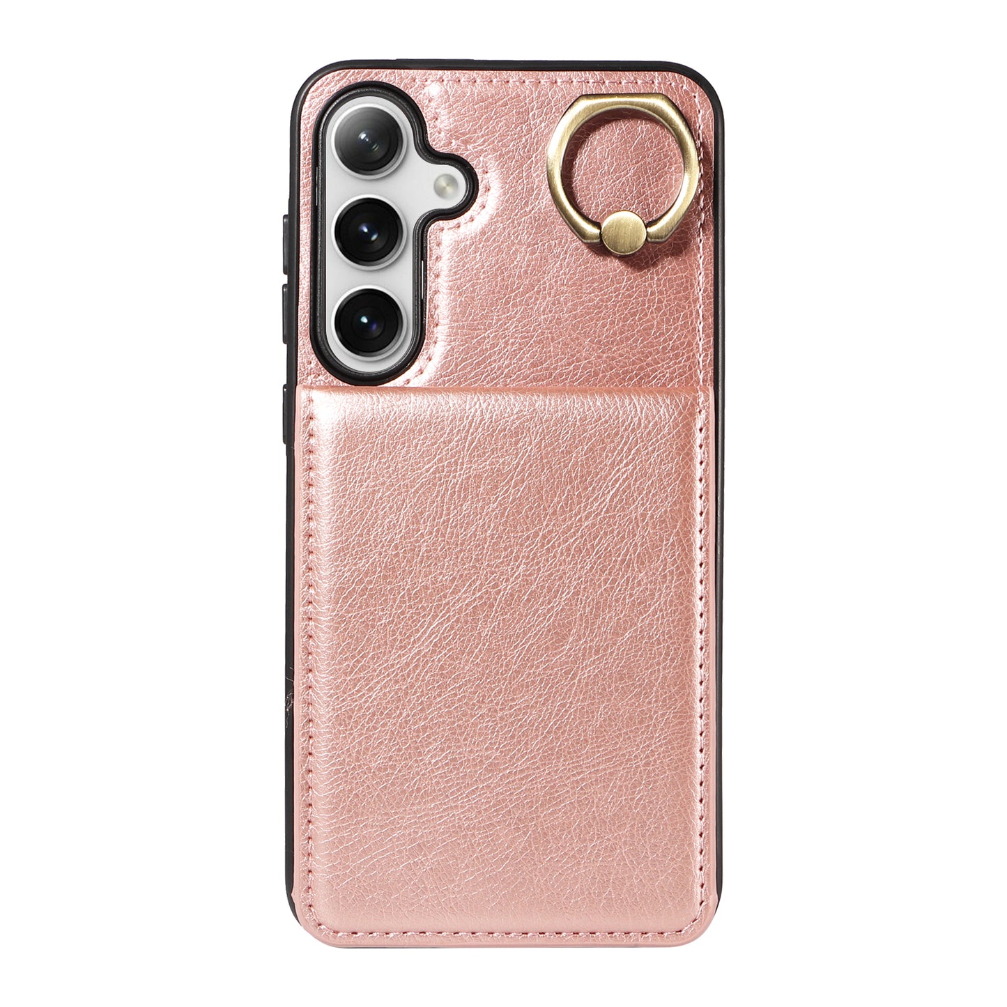 004 PU Leather+TPU Cover for Samsung Galaxy S24+ Case Vertical Flip Litchi Texture Phone Cover - Rose Gold