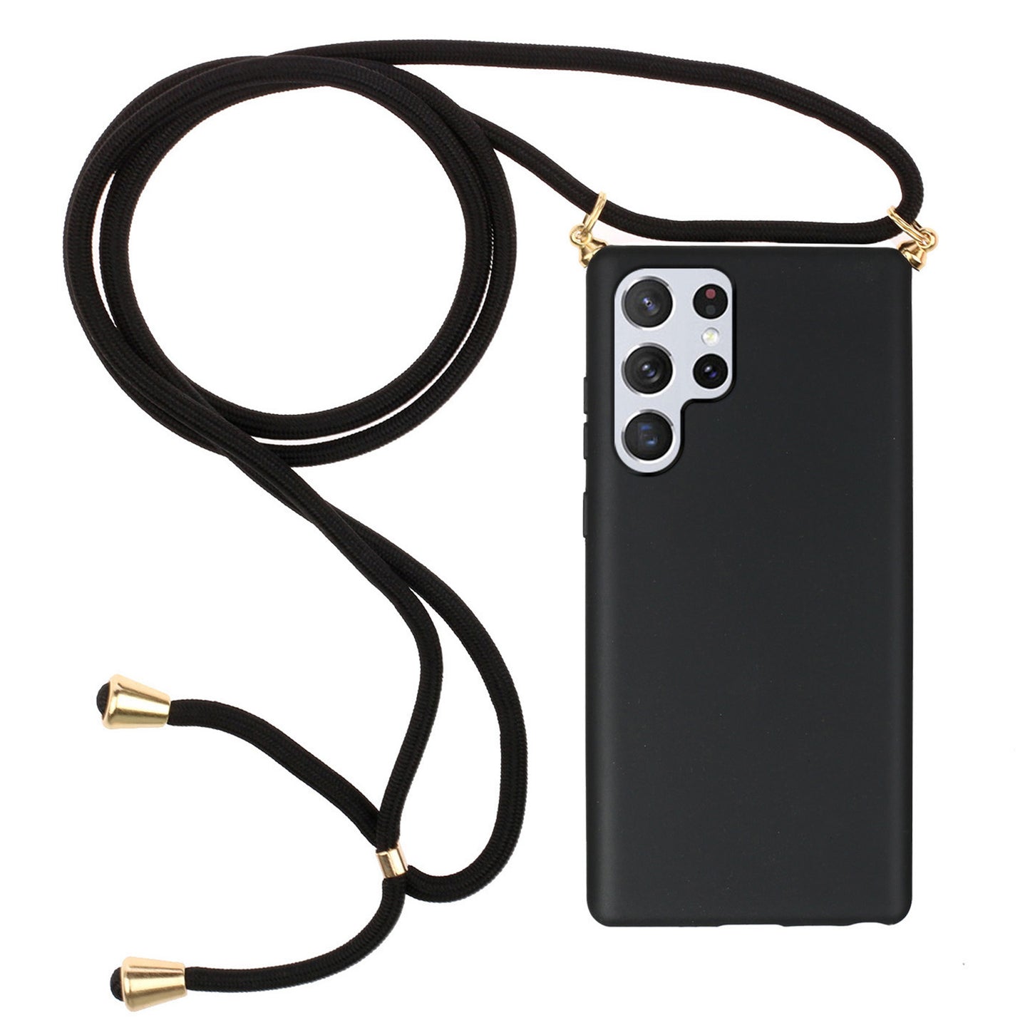 For Samsung Galaxy S24 Ultra Eco-Friendly Phone Case TPU+Wheat Straw Cover with Lanyard - Black