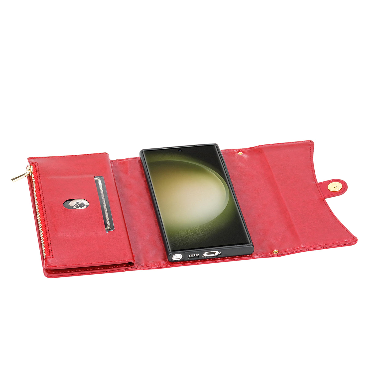 BKS-002 For Samsung Galaxy S24 Ultra Wallet Case 7 Card Slots Leather Shockproof Phone Cover - Red