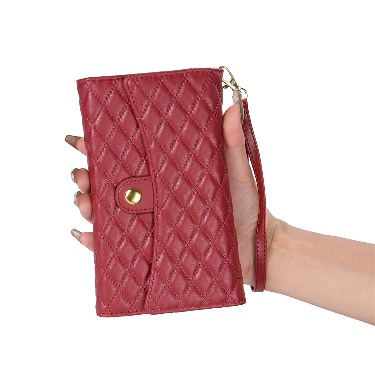 BKS-002 For Samsung Galaxy S24 Ultra Wallet Case 7 Card Slots Leather Shockproof Phone Cover - Red