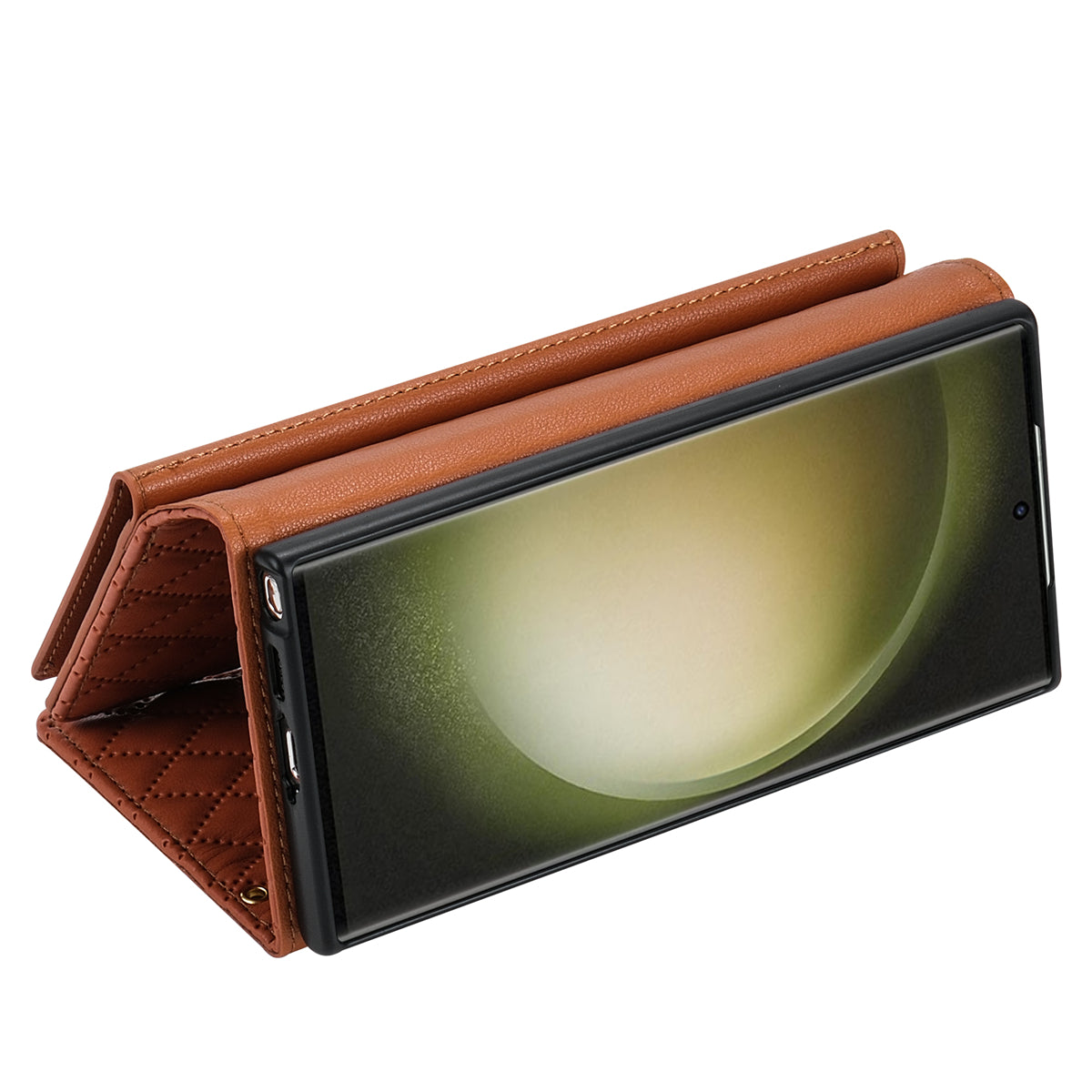 BKS-002 For Samsung Galaxy S24 Ultra Wallet Case 7 Card Slots Leather Shockproof Phone Cover - Brown