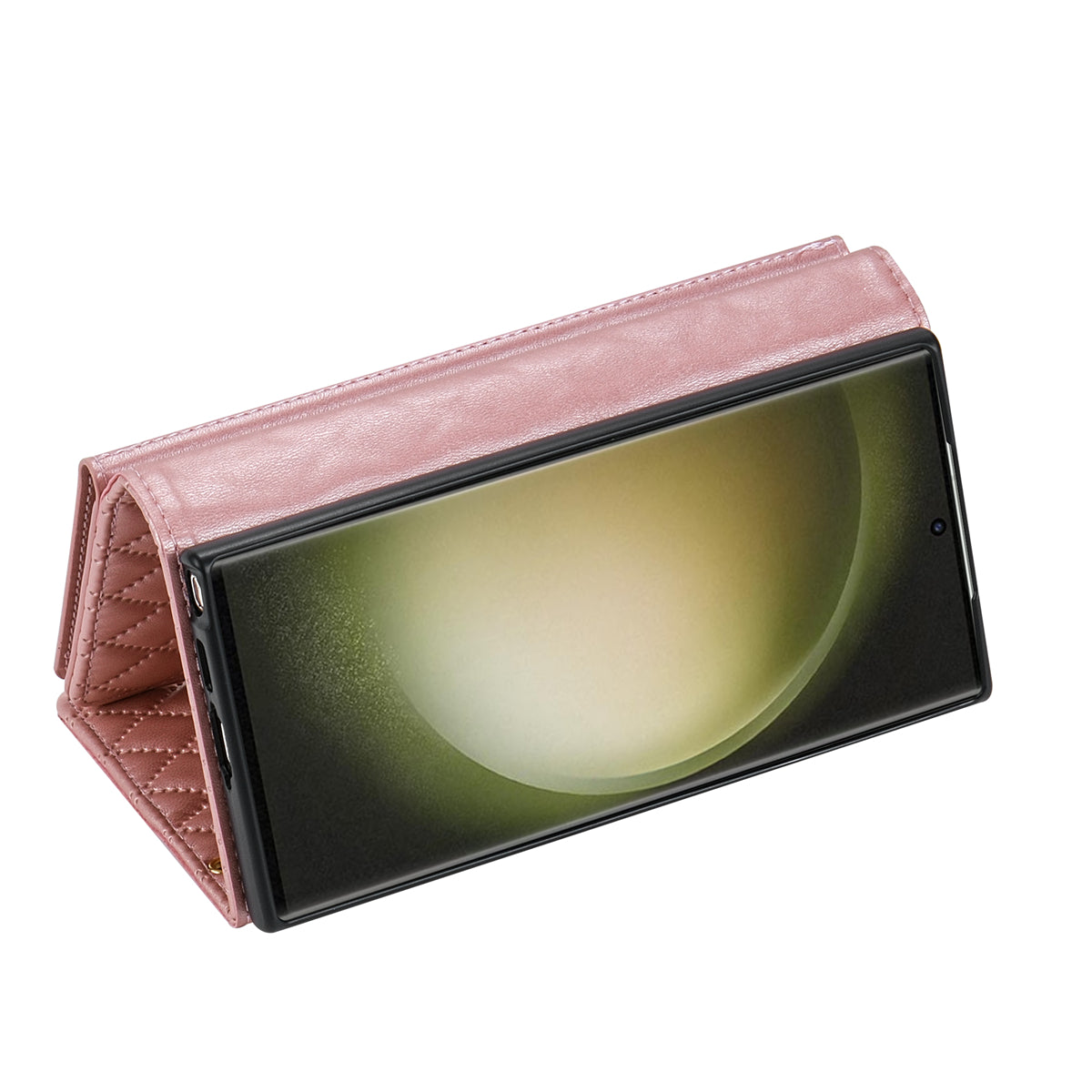 BKS-002 For Samsung Galaxy S24 Ultra Wallet Case 7 Card Slots Leather Shockproof Phone Cover - Rose Gold