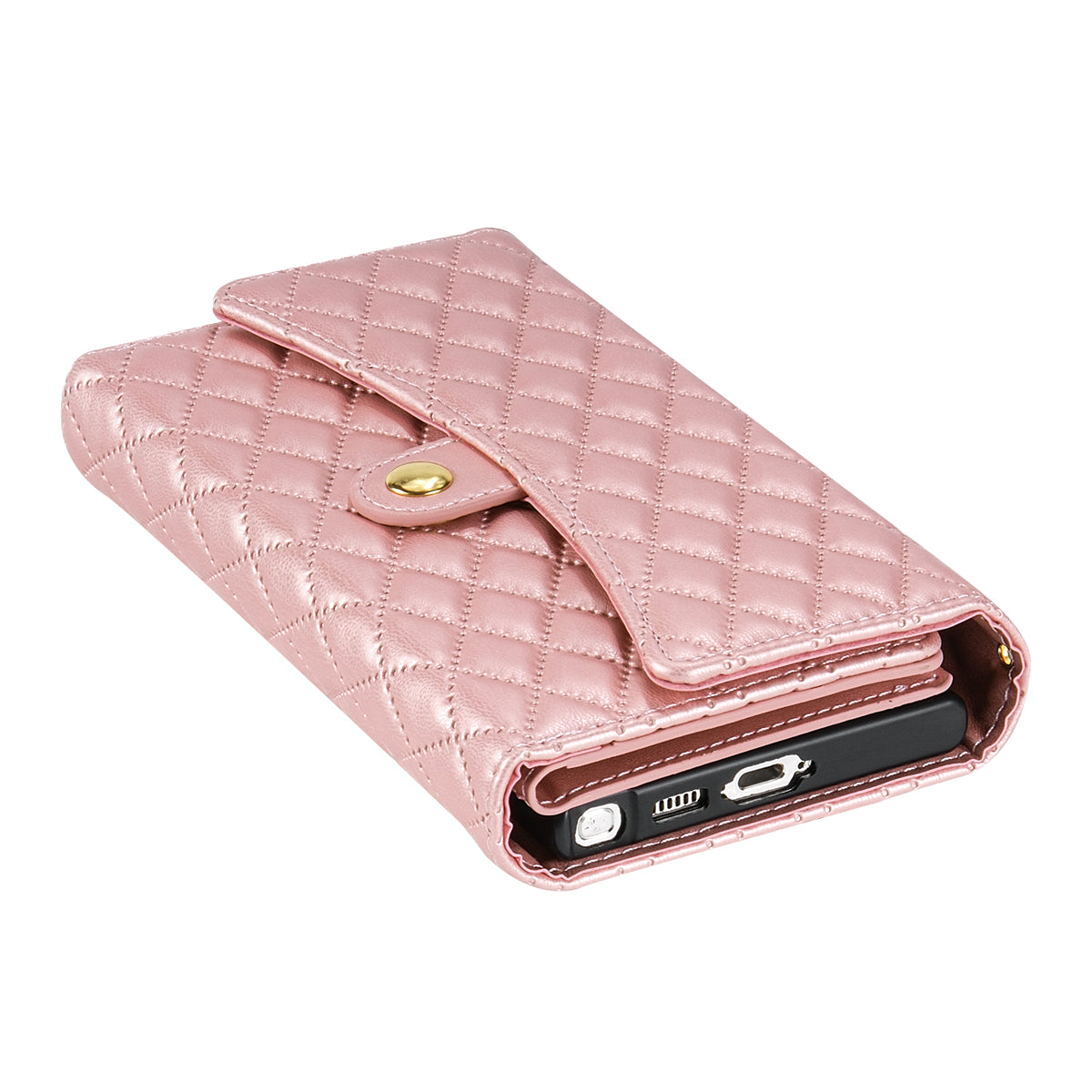 BKS-002 For Samsung Galaxy S24 Ultra Wallet Case 7 Card Slots Leather Shockproof Phone Cover - Rose Gold