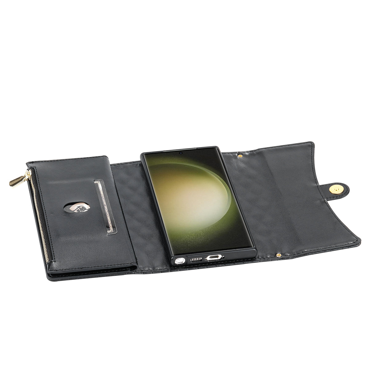 BKS-002 For Samsung Galaxy S24 Ultra Wallet Case 7 Card Slots Leather Shockproof Phone Cover - Black