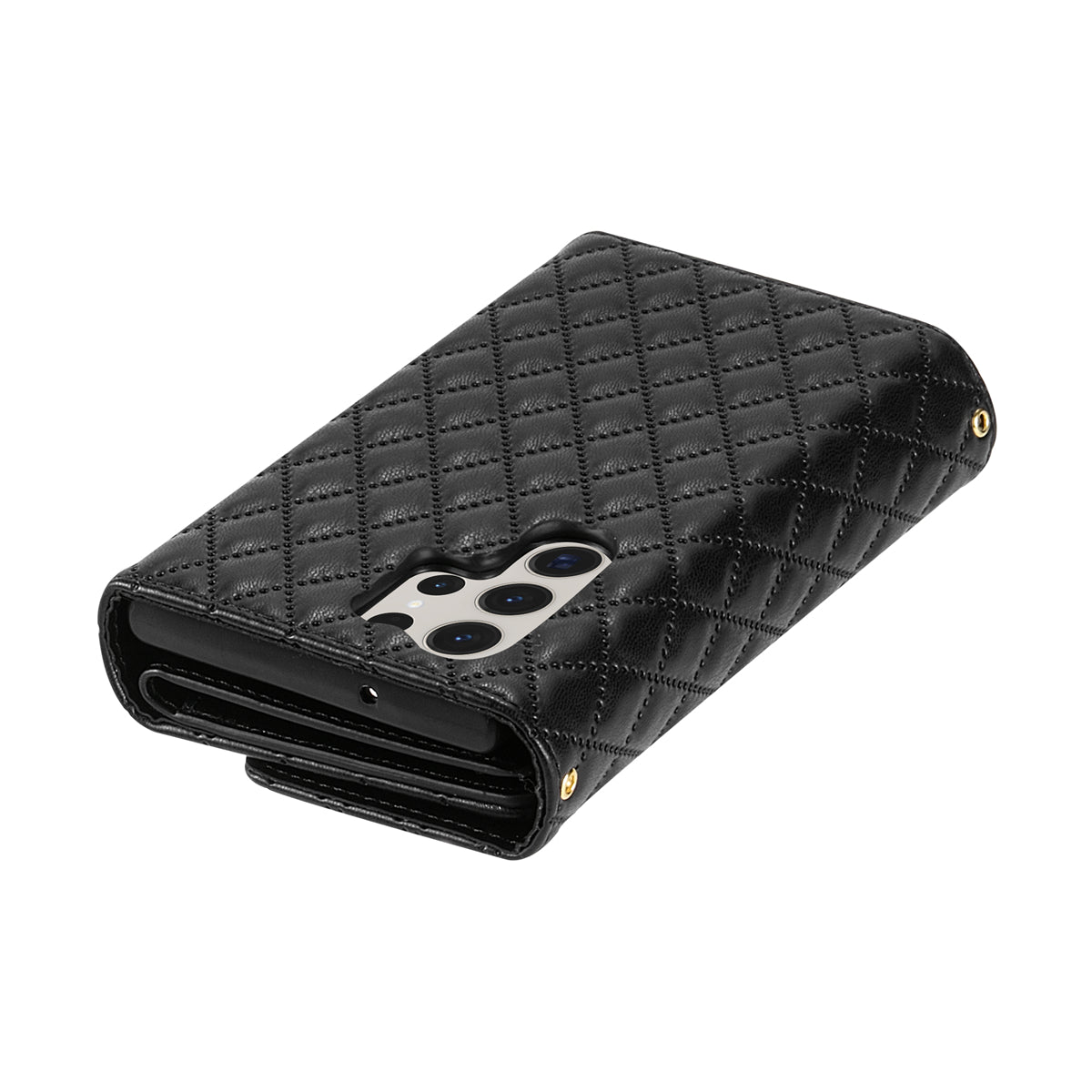 BKS-002 For Samsung Galaxy S24 Ultra Wallet Case 7 Card Slots Leather Shockproof Phone Cover - Black