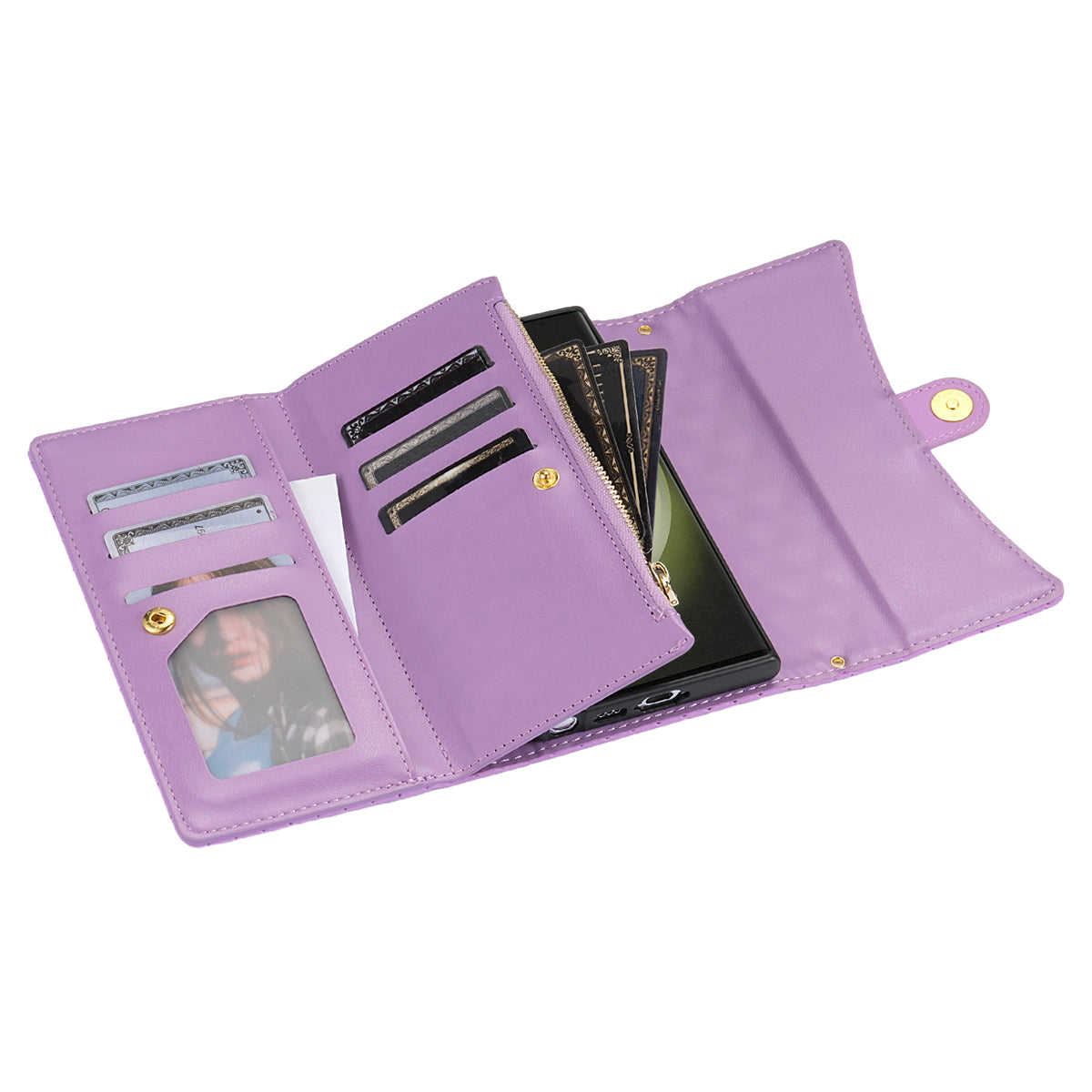 BKS-002 For Samsung Galaxy S24 Ultra Wallet Case 7 Card Slots Leather Shockproof Phone Cover - Purple