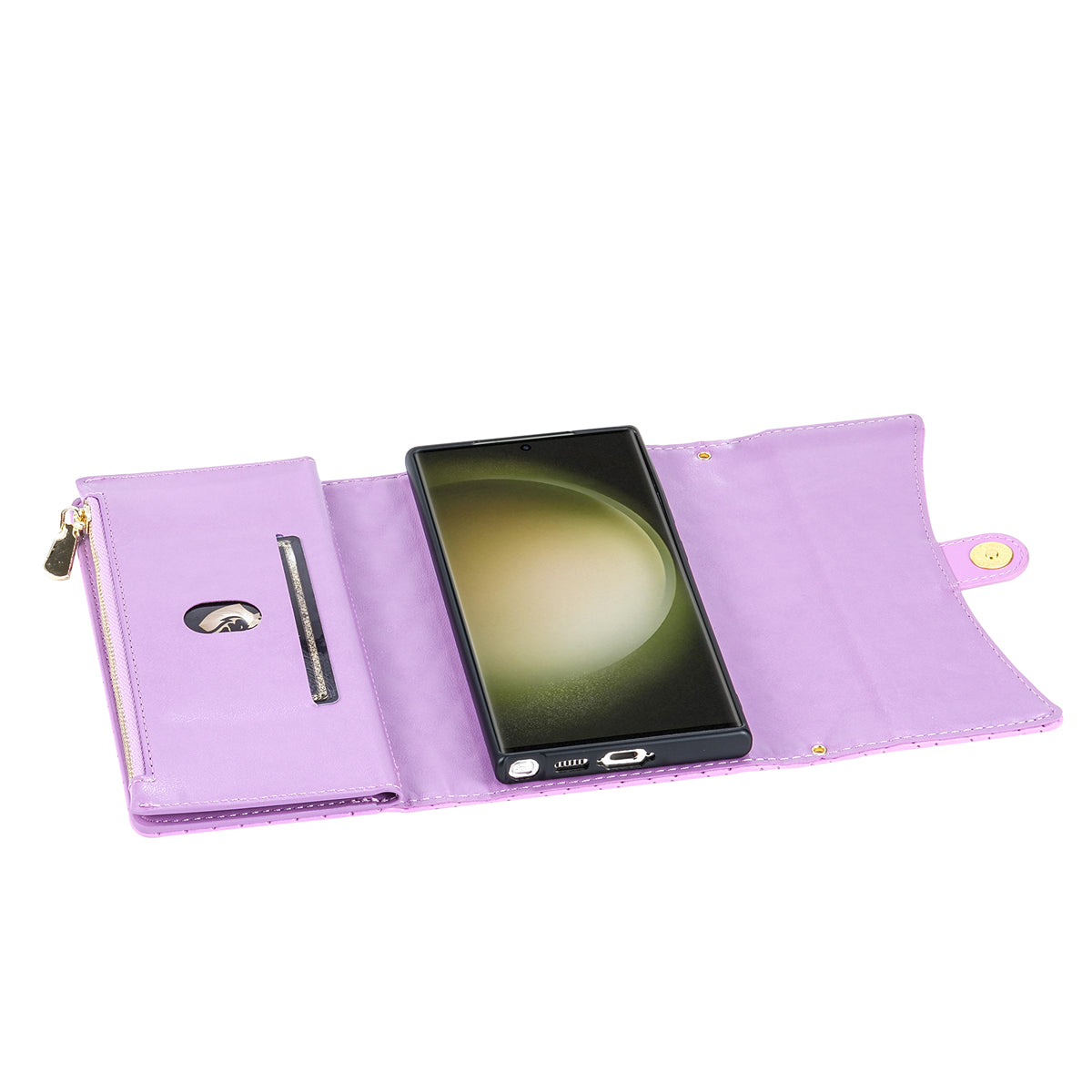 BKS-002 For Samsung Galaxy S24 Ultra Wallet Case 7 Card Slots Leather Shockproof Phone Cover - Purple