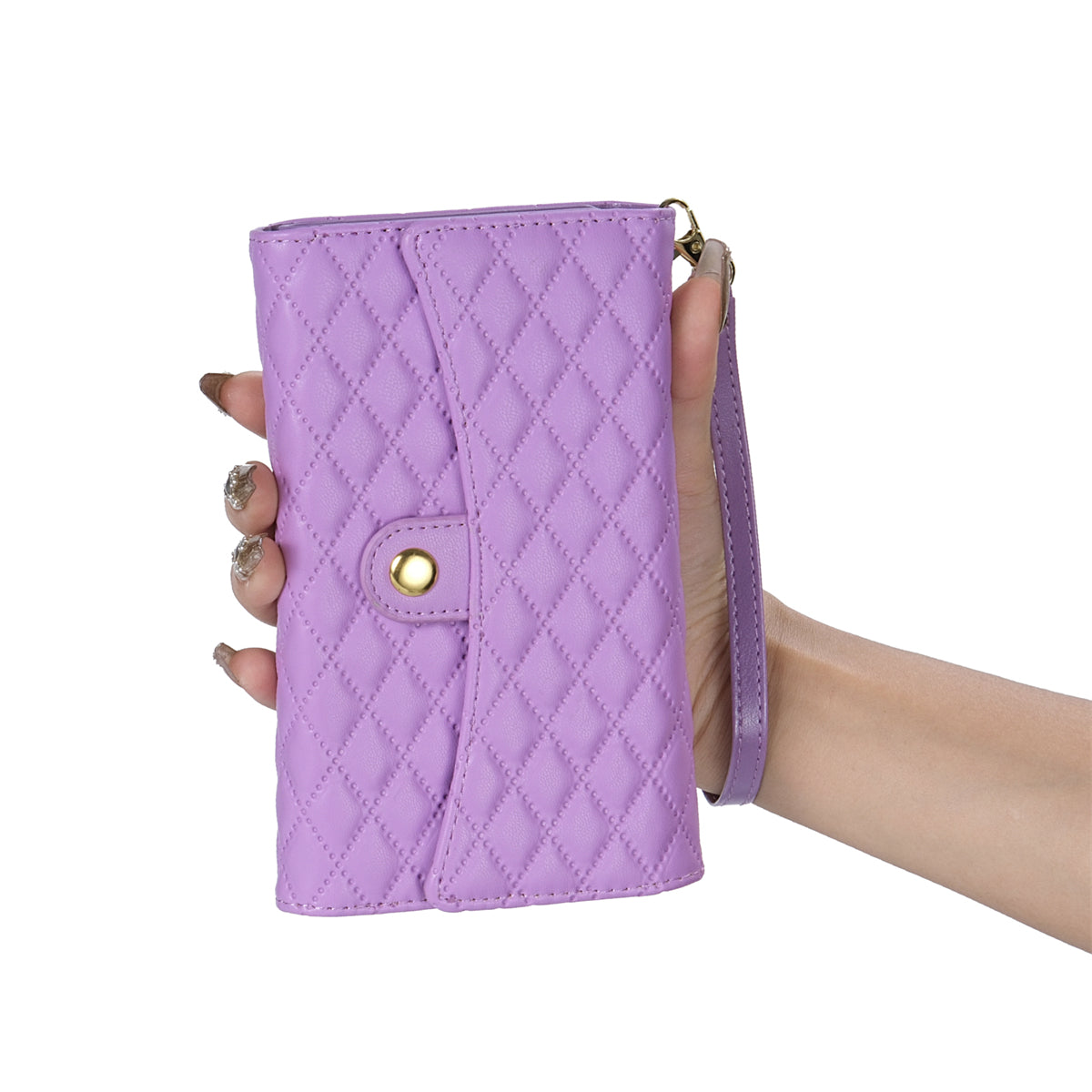 BKS-002 For Samsung Galaxy S24 Leather Flip Case Phone Cover Card Slots Zipper Pocket - Purple