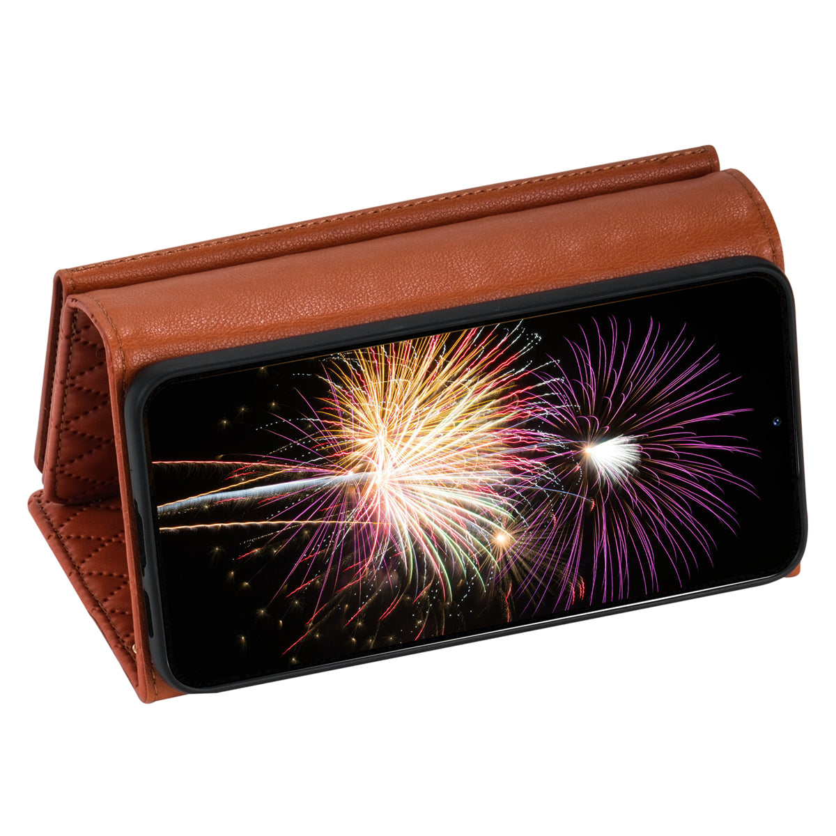 BKS-002 For Samsung Galaxy S24 Leather Flip Case Phone Cover Card Slots Zipper Pocket - Brown