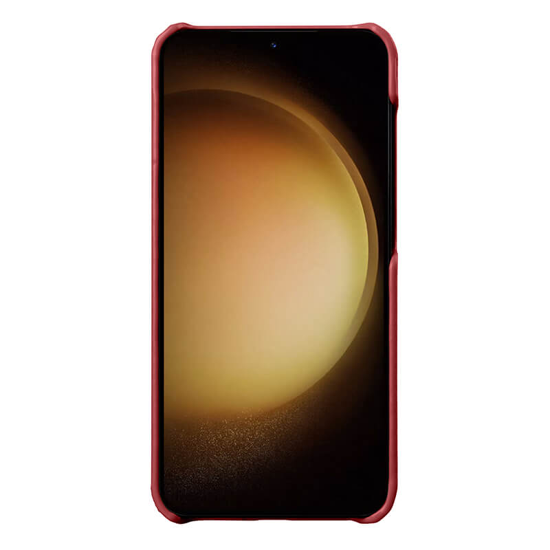 MELKCO For Samsung Galaxy S24+ Cell Phone Case Drop Proof Genuine Cow Leather+PC Cover - Red