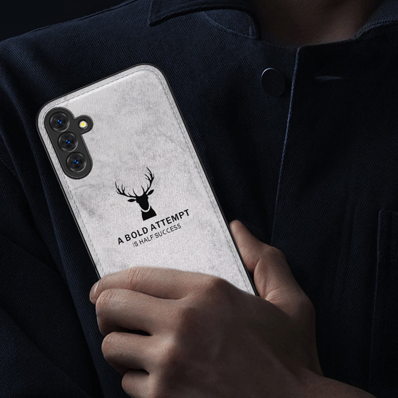For Samsung Galaxy S24 Case Luxury Soft Texture Deer Pattern Phone Cover - Grey