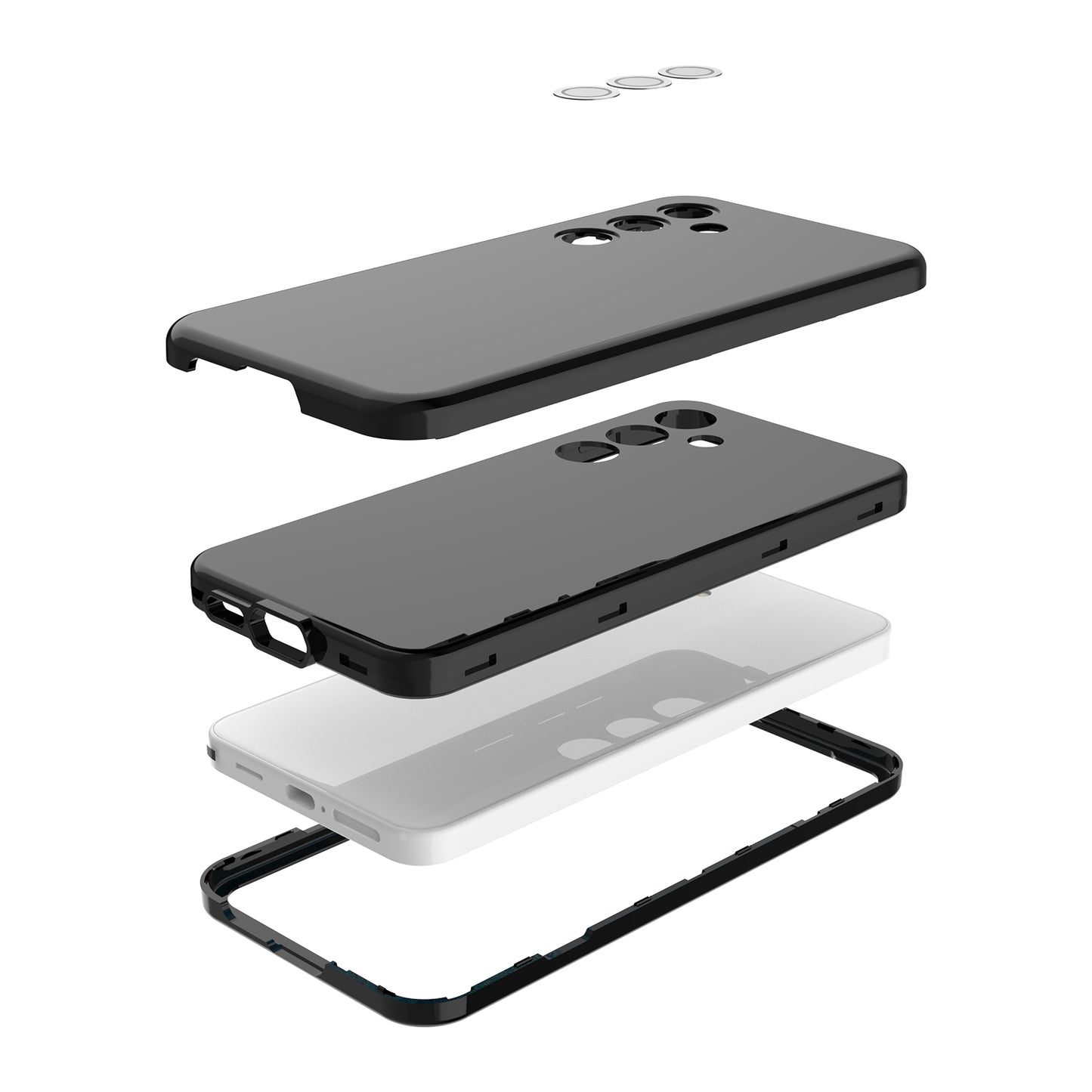 GW03 For Samsung Galaxy S24+ Case Rubberized TPU + PC Phone Back Cover - Black
