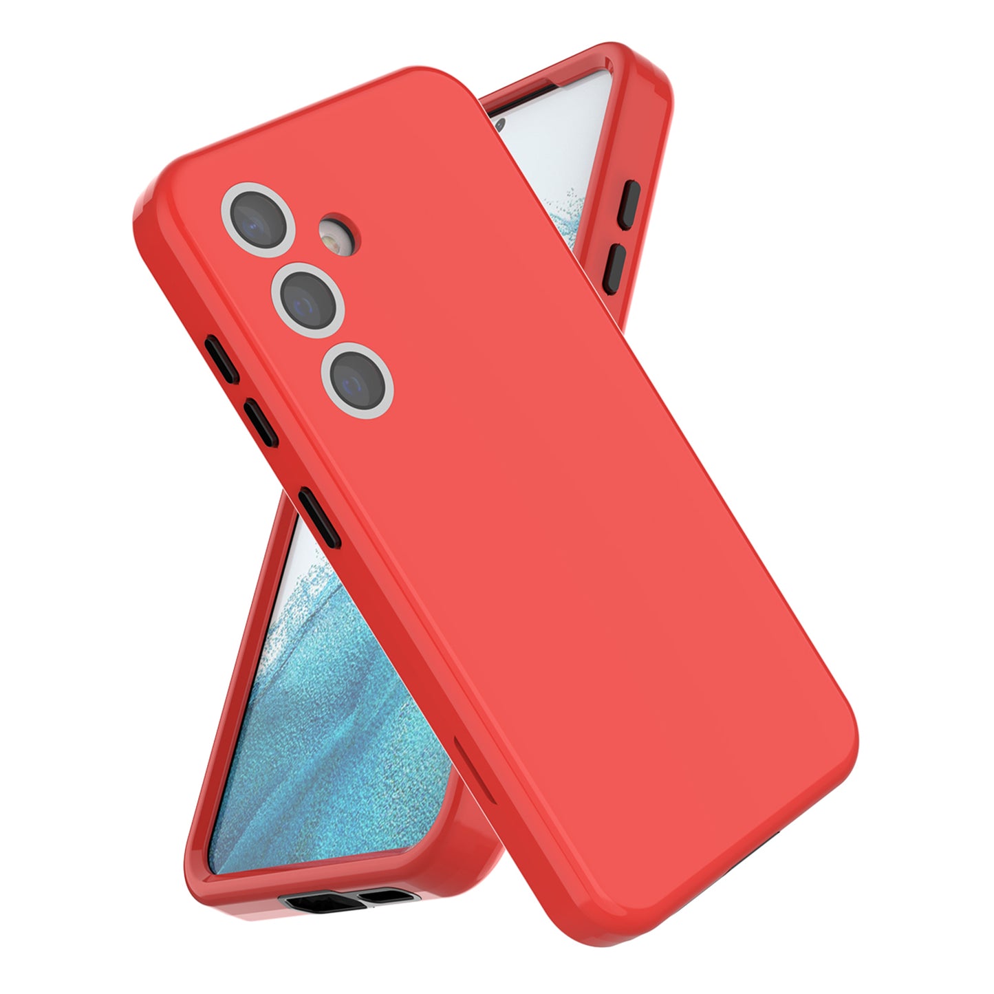 GW03 For Samsung Galaxy S24+ Case Rubberized TPU + PC Phone Back Cover - Red