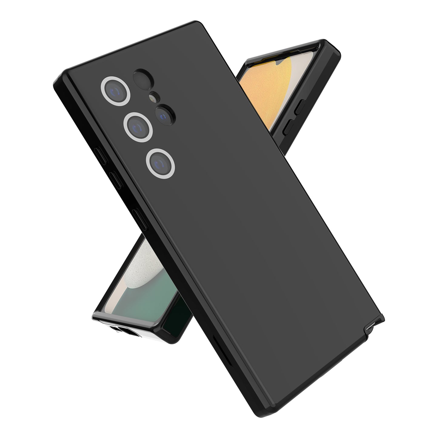 GW03 For Samsung Galaxy S24 Ultra Cell Phone Case Anti-fingerprint Rubberized TPU + PC Cover - Black