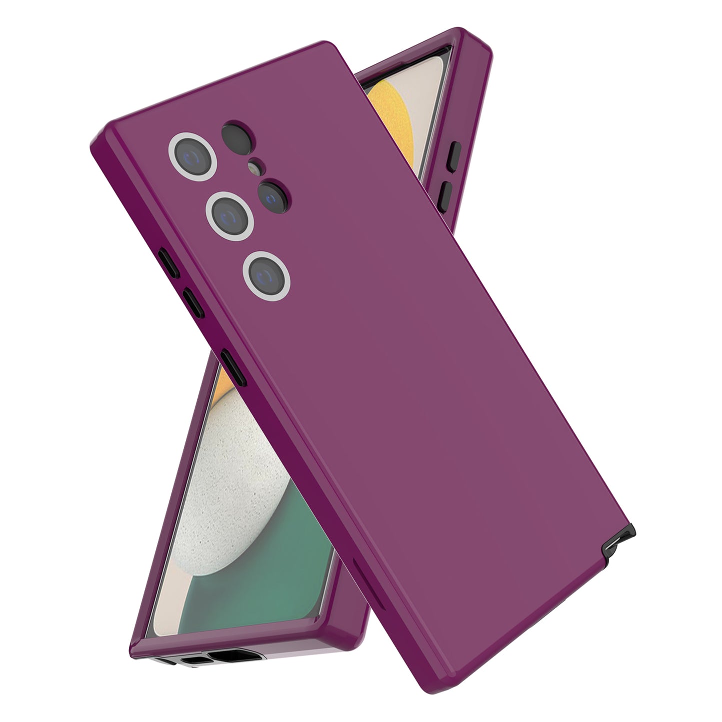 GW03 For Samsung Galaxy S24 Ultra Cell Phone Case Anti-fingerprint Rubberized TPU + PC Cover - Dark Purple