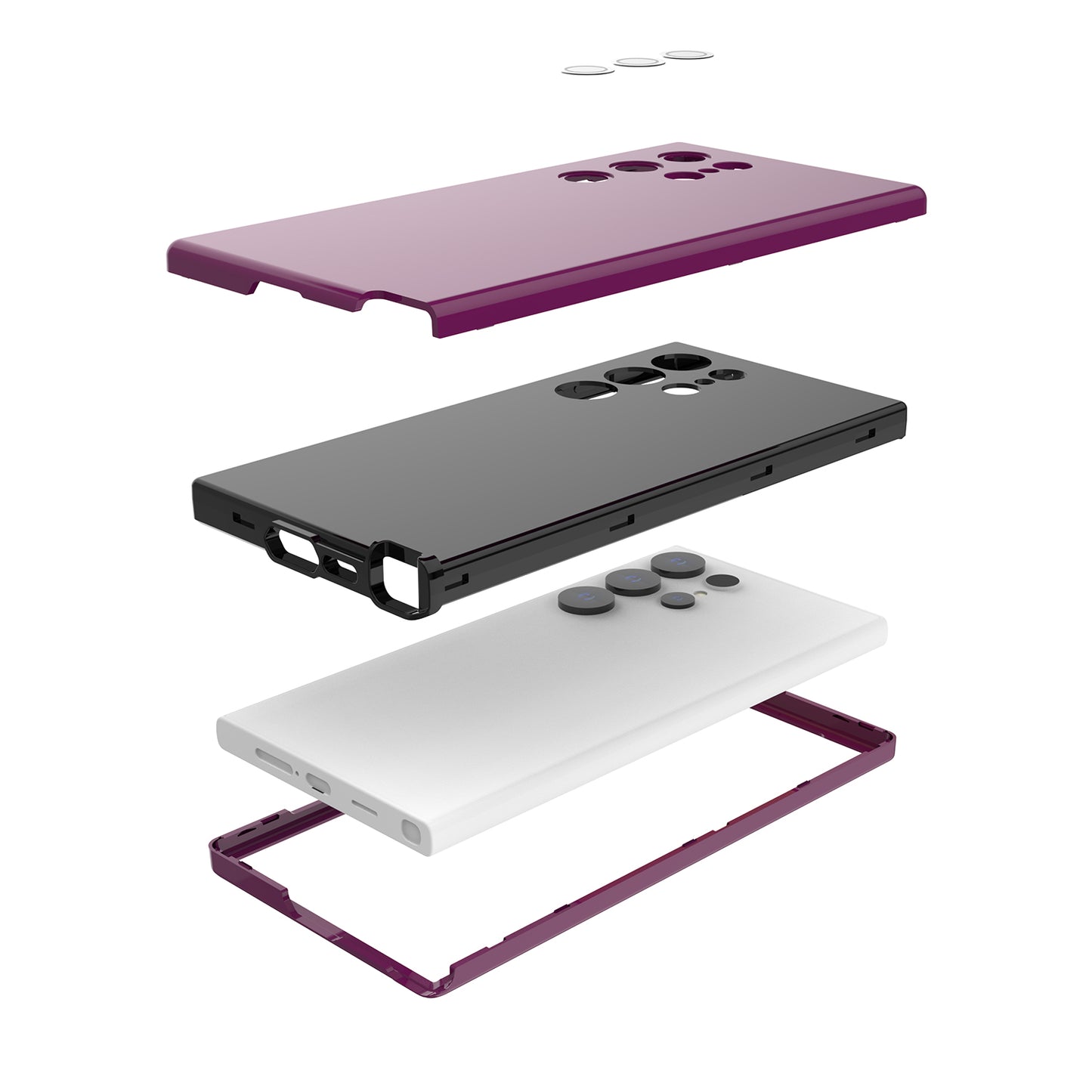 GW03 For Samsung Galaxy S24 Ultra Cell Phone Case Anti-fingerprint Rubberized TPU + PC Cover - Dark Purple