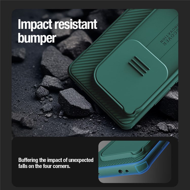 NILLKIN CamShield Pro Series For OnePlus 12 5G Case Slim Shockproof Phone Cover with Slide Camera Lid - Green