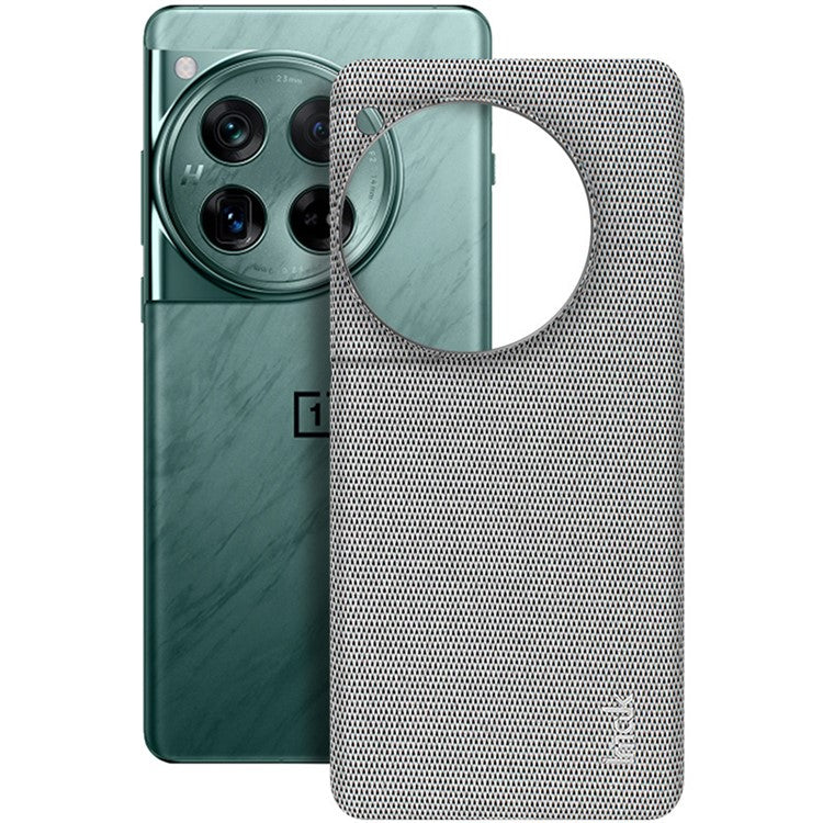 IMAK Ruiyi Series for OnePlus 12 5G Phone Case Leather+PC Cover Cloth Texture - Light Grey