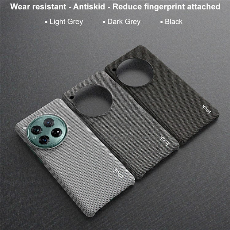 IMAK Ruiyi Series for OnePlus 12 5G Phone Case Leather+PC Cover Cloth Texture - Dark Grey