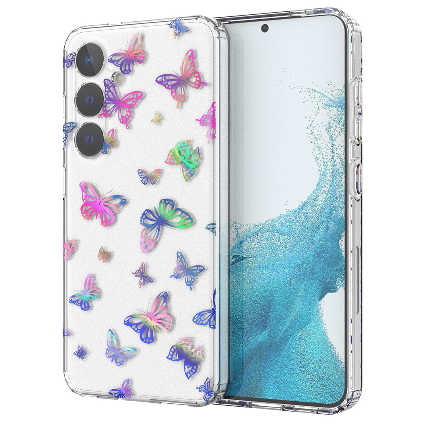 For Samsung Galaxy S24 Case Pattern PC + TPU Laser Carving Phone Cover - Butterfly