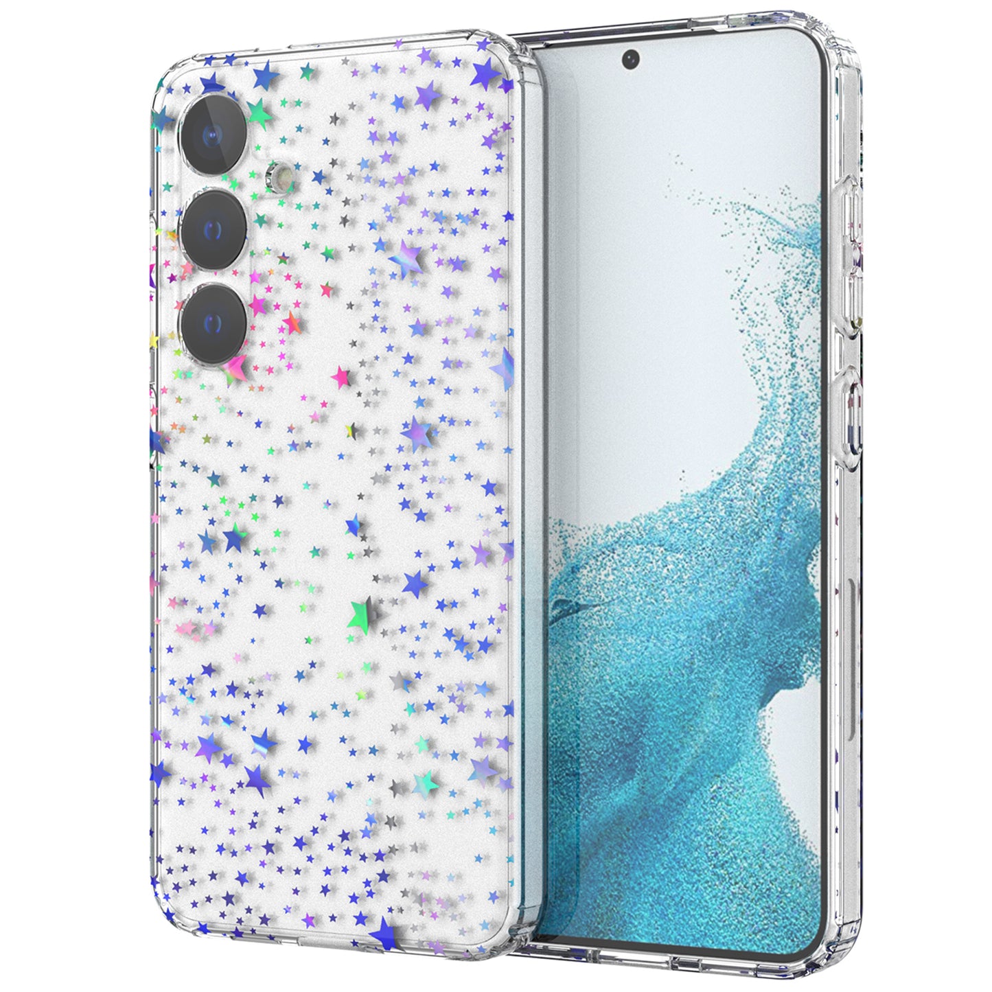 For Samsung Galaxy S24+ Cell Phone Case Stylish Laser Pattern PC + TPU Back Cover - Star