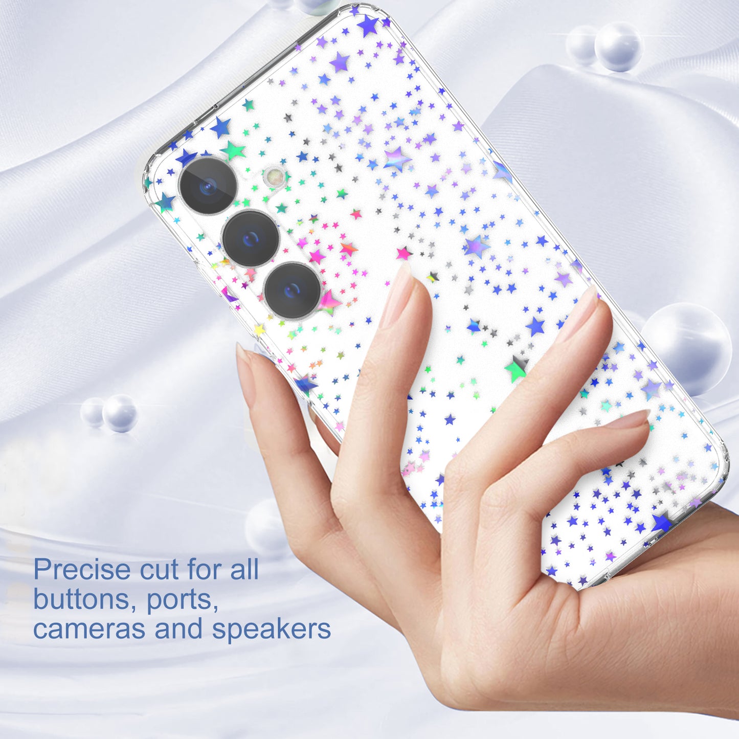 For Samsung Galaxy S24+ Cell Phone Case Stylish Laser Pattern PC + TPU Back Cover - Star