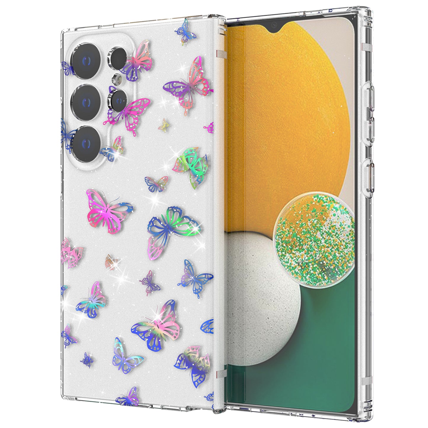For Samsung Galaxy S24 Ultra Case Laser Pattern Anti-scratch PC + TPU Phone Shell - Butterfly