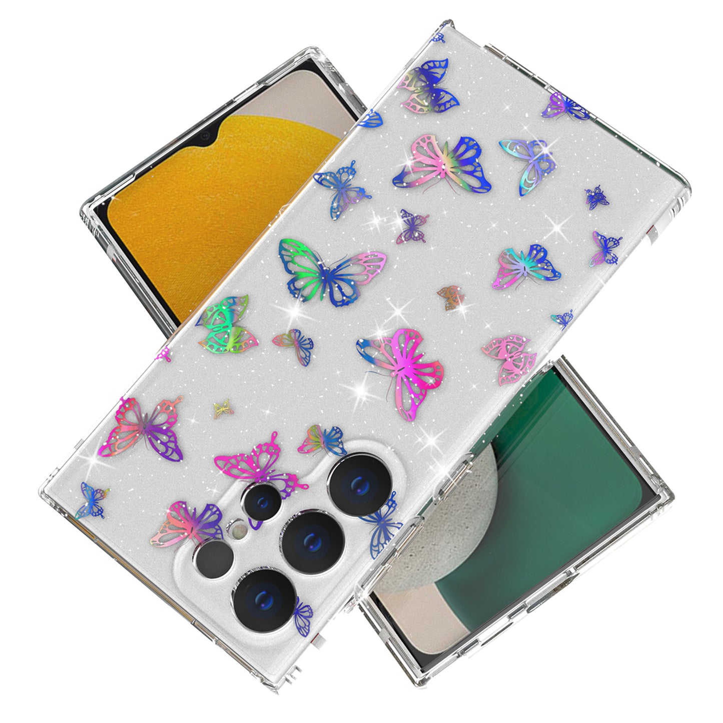 For Samsung Galaxy S24 Ultra Case Laser Pattern Anti-scratch PC + TPU Phone Shell - Butterfly