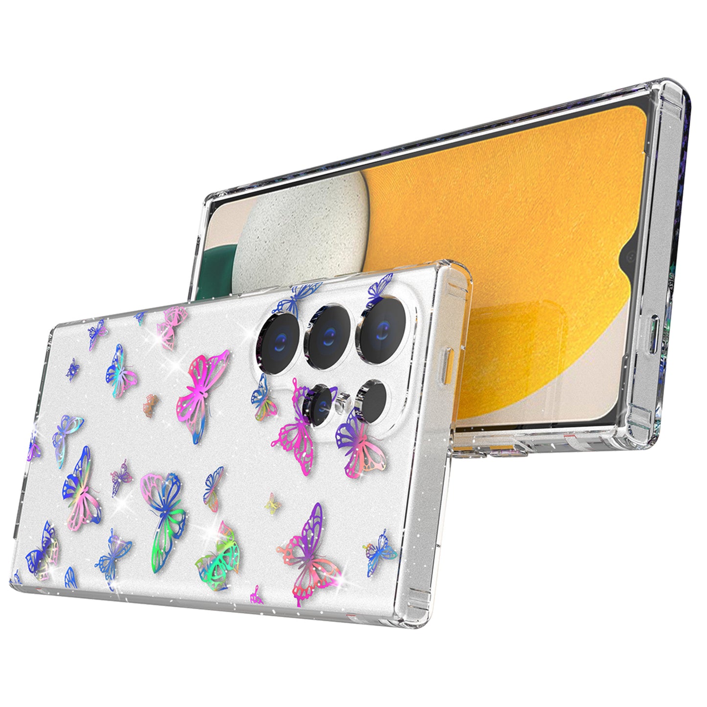 For Samsung Galaxy S24 Ultra Case Laser Pattern Anti-scratch PC + TPU Phone Shell - Butterfly