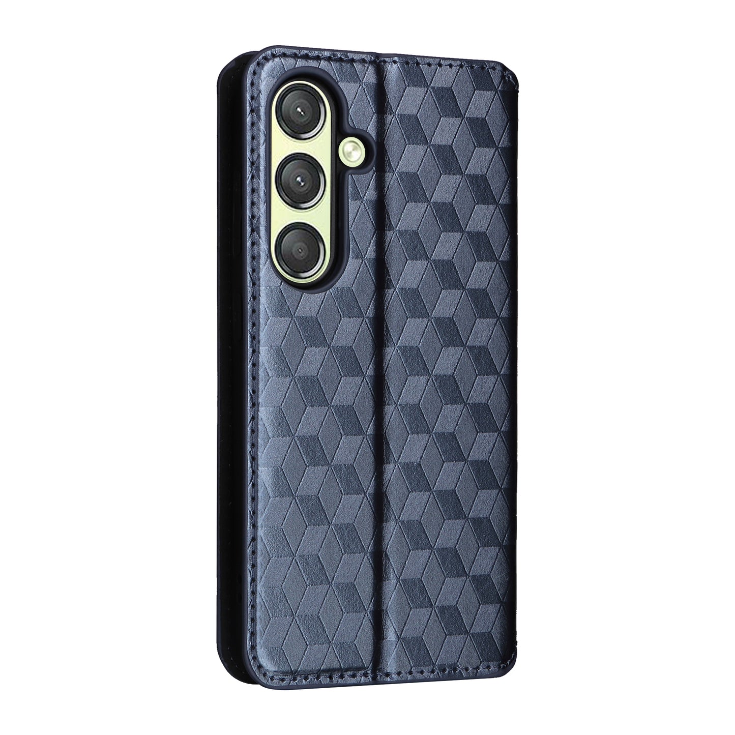 For Samsung Galaxy S24+ Case Rhombus Pattern Automatic Closing Phone Cover - Blue