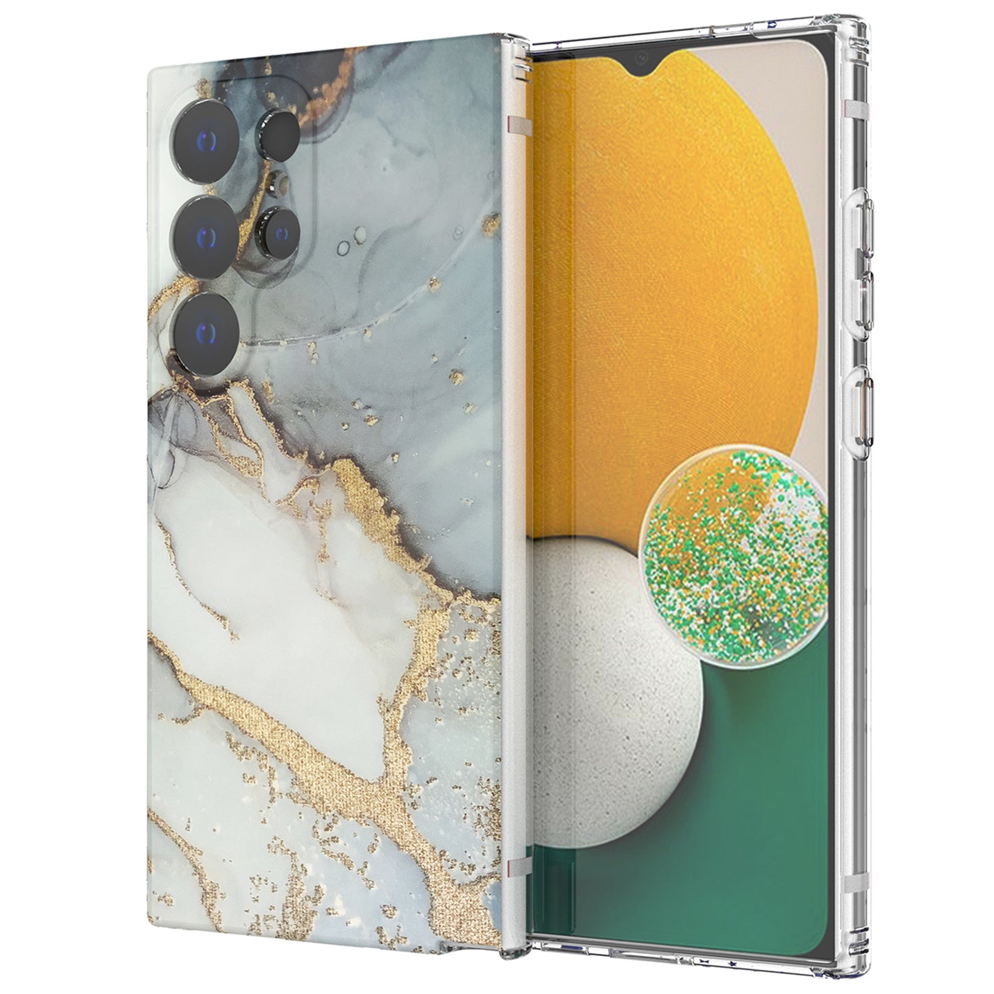 GW18 Phone Case for Samsung Galaxy S24 Ultra Marble Pattern IMD Phone Cover - Style A