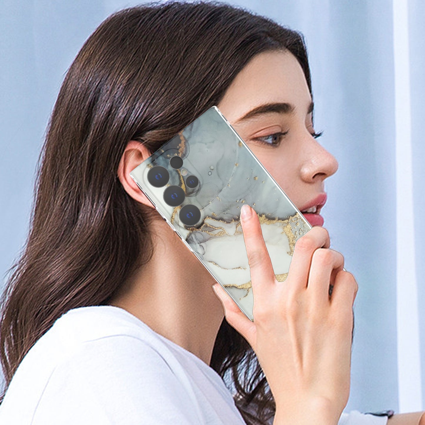 GW18 Phone Case for Samsung Galaxy S24 Ultra Marble Pattern IMD Phone Cover - Style A