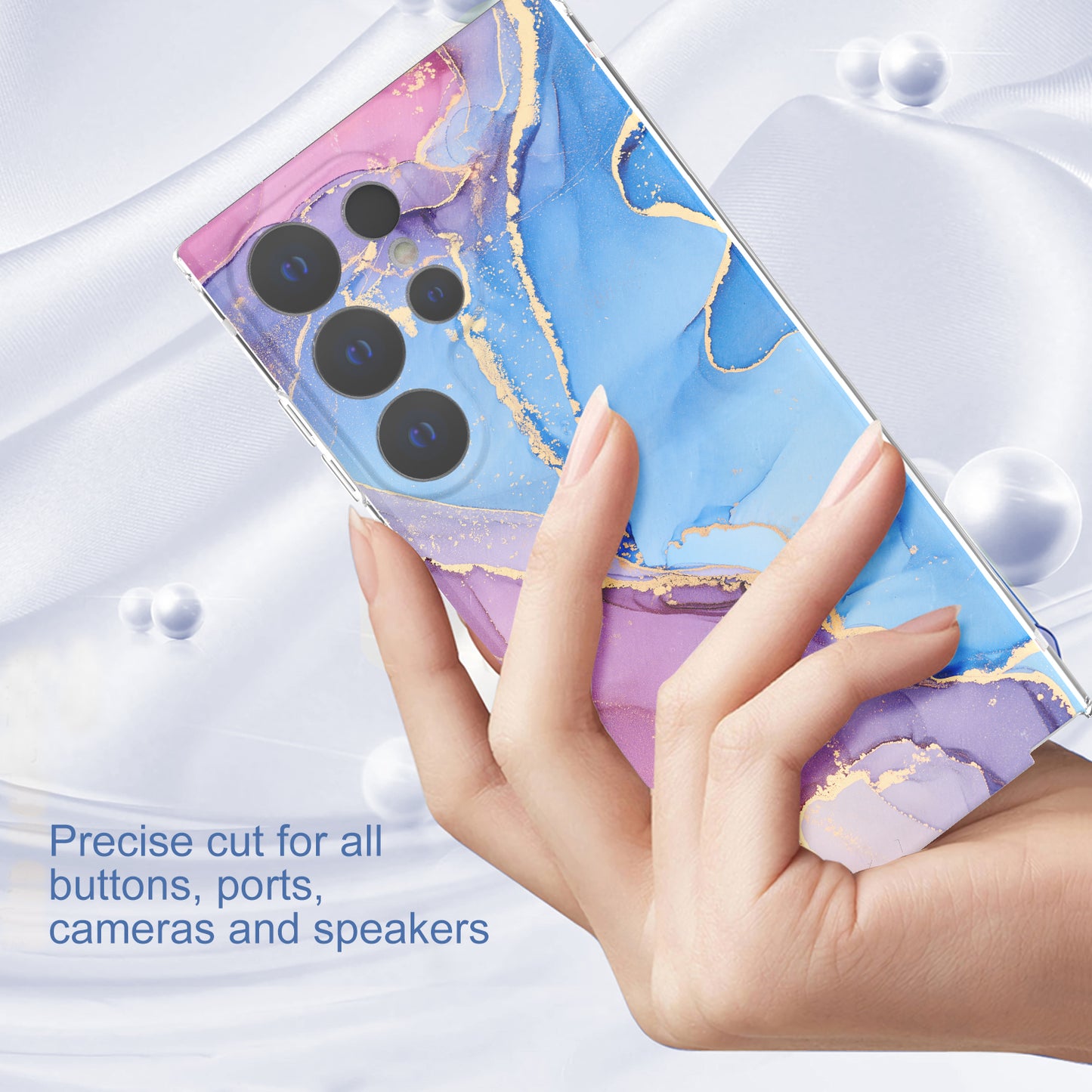 GW18 Phone Case for Samsung Galaxy S24 Ultra Marble Pattern IMD Phone Cover - Style B