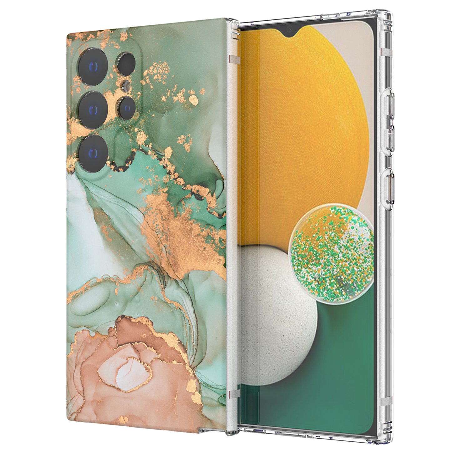GW18 Phone Case for Samsung Galaxy S24 Ultra Marble Pattern IMD Phone Cover - Style C