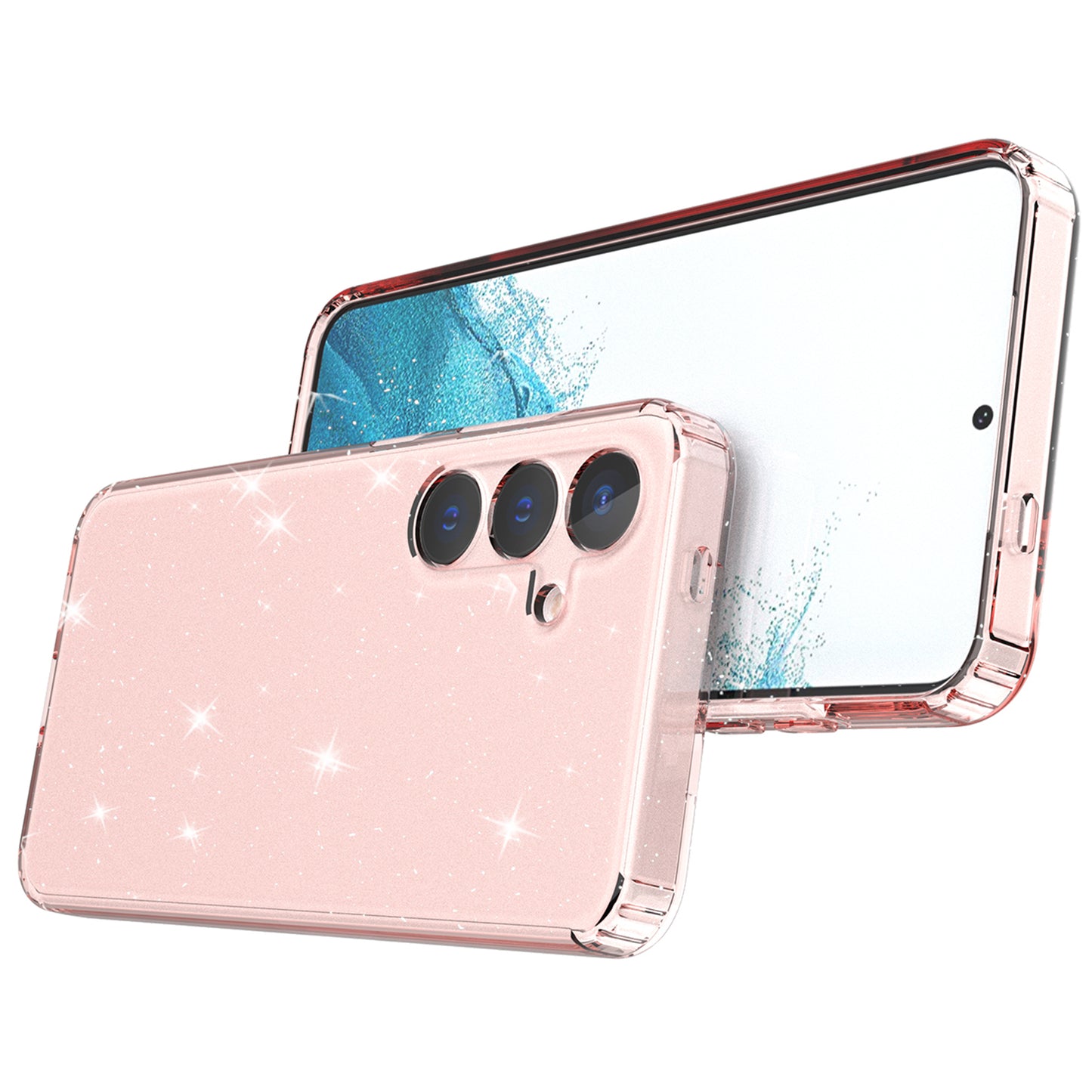 For Samsung Galaxy S24 TPU Case Glitter Clear Phone Back Cover - Transparent Pink