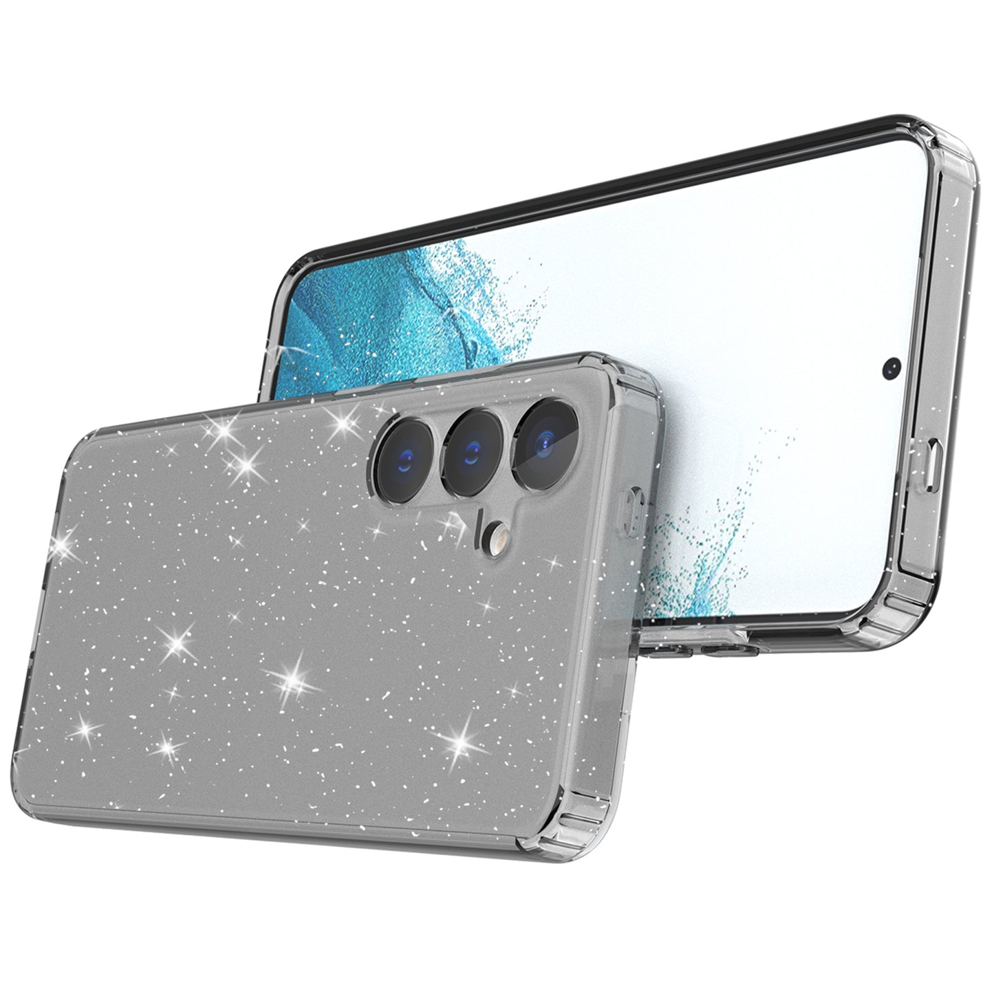 For Samsung Galaxy S24 TPU Case Glitter Clear Phone Back Cover - Transparent Black