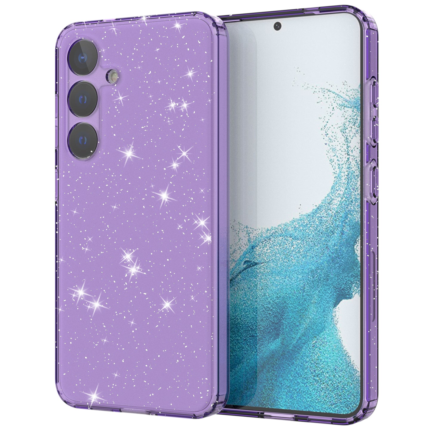 For Samsung Galaxy S24 TPU Case Glitter Clear Phone Back Cover - Transparent Purple