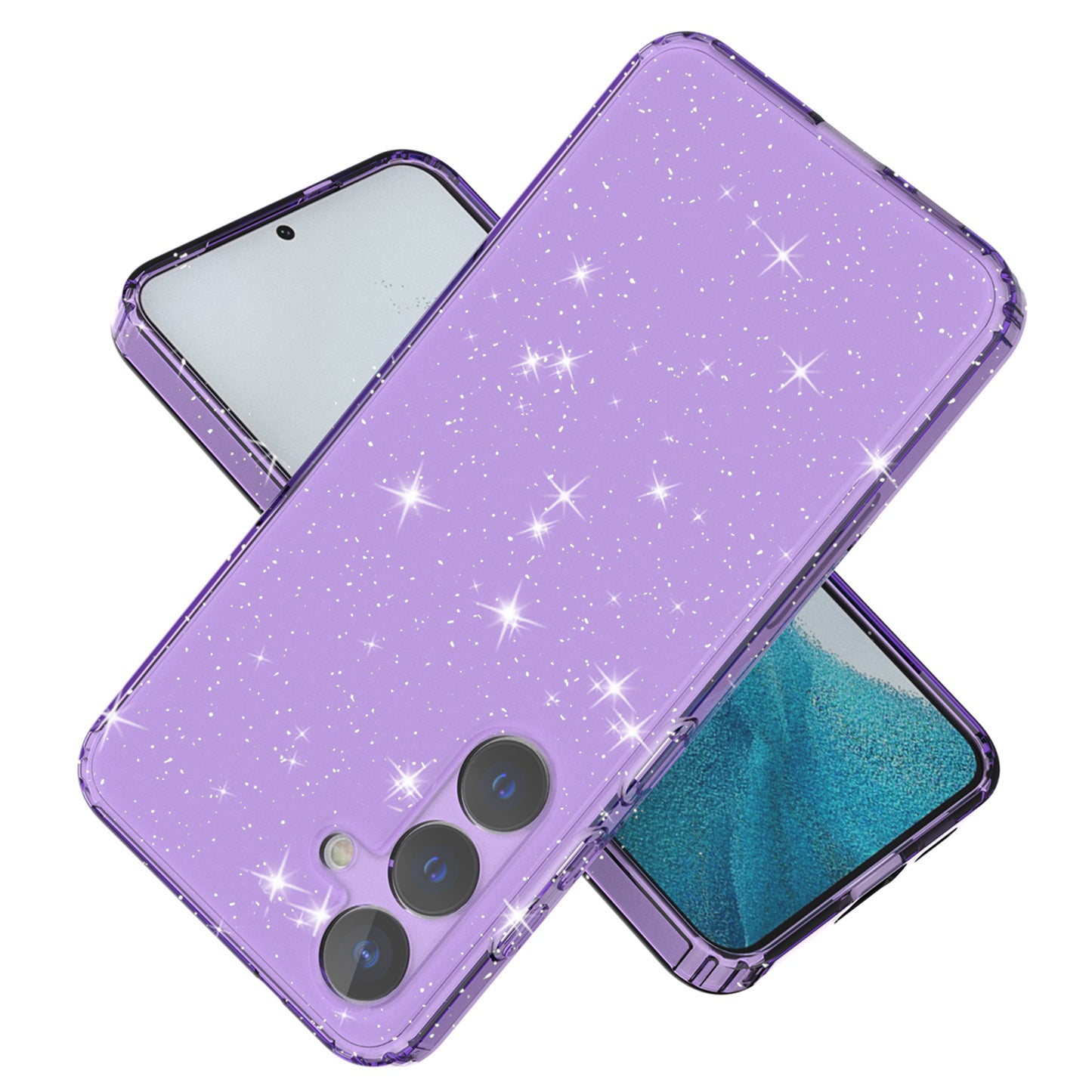 For Samsung Galaxy S24 TPU Case Glitter Clear Phone Back Cover - Transparent Purple