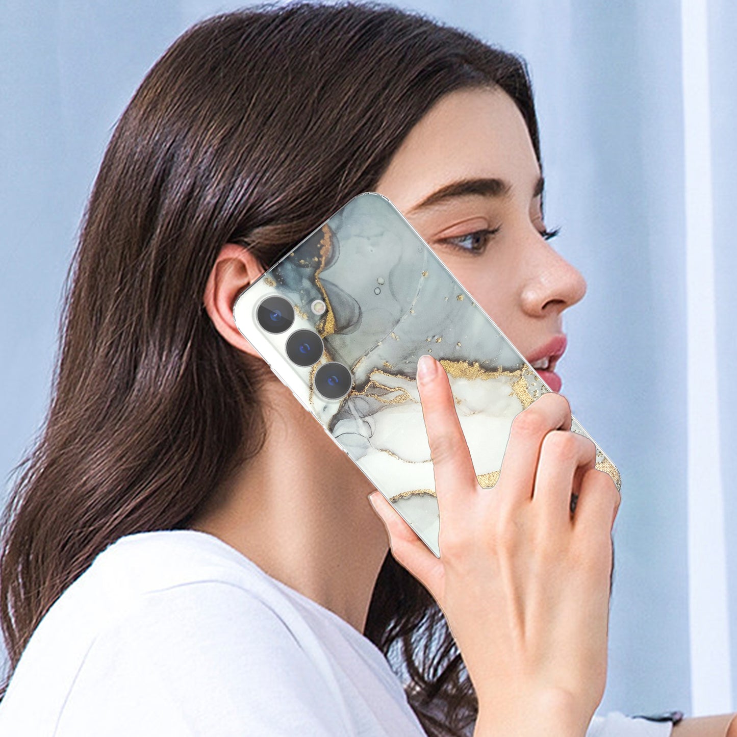 For Samsung Galaxy S24+ Phone Case GW18 Marble Pattern IMD Phone Cover - Style B