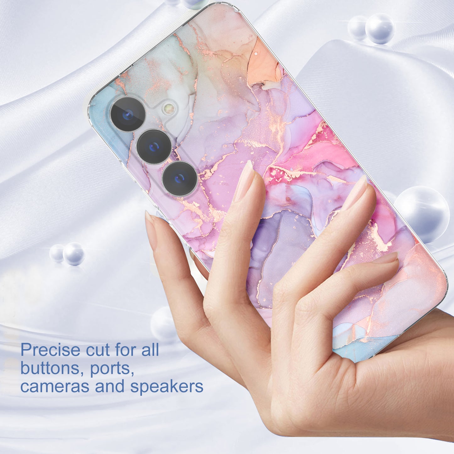 For Samsung Galaxy S24+ Phone Case GW18 Marble Pattern IMD Phone Cover - Style D