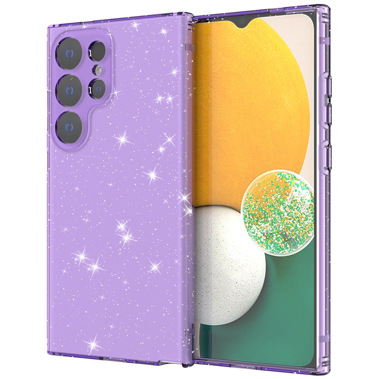 For Samsung Galaxy S24 Ultra TPU Case Glitter Powder Transparent Phone Cover - Transparent Purple