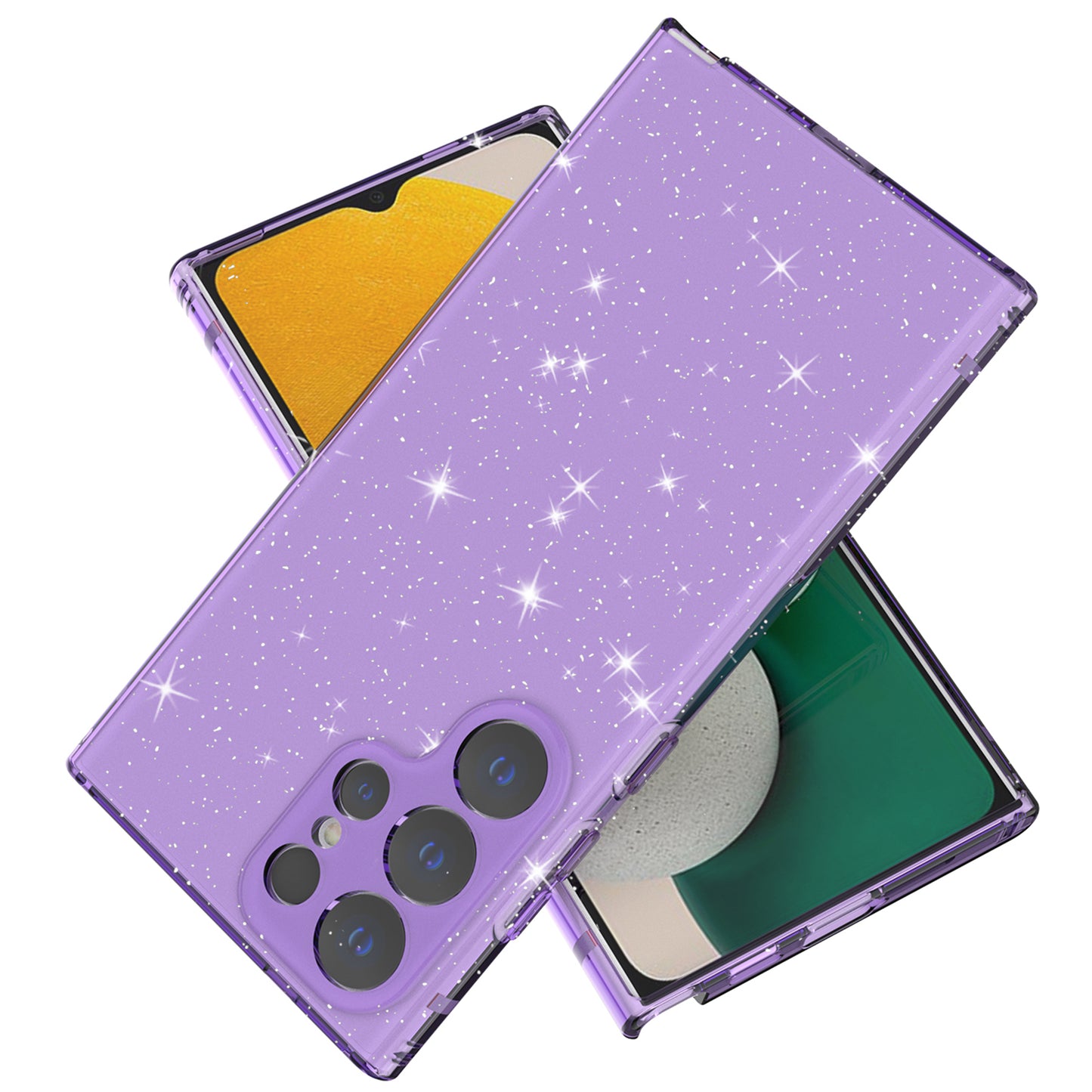 For Samsung Galaxy S24 Ultra TPU Case Glitter Powder Transparent Phone Cover - Transparent Purple