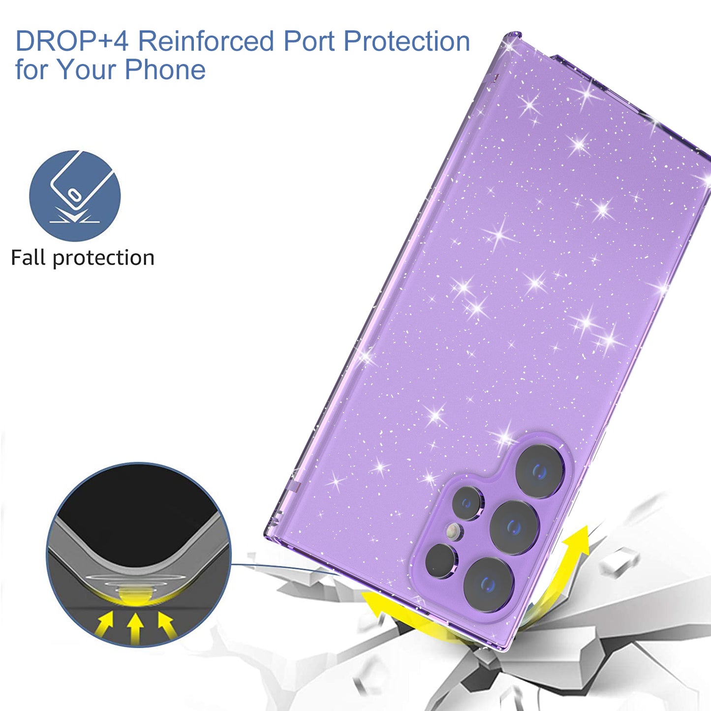 For Samsung Galaxy S24 Ultra TPU Case Glitter Powder Transparent Phone Cover - Transparent Purple