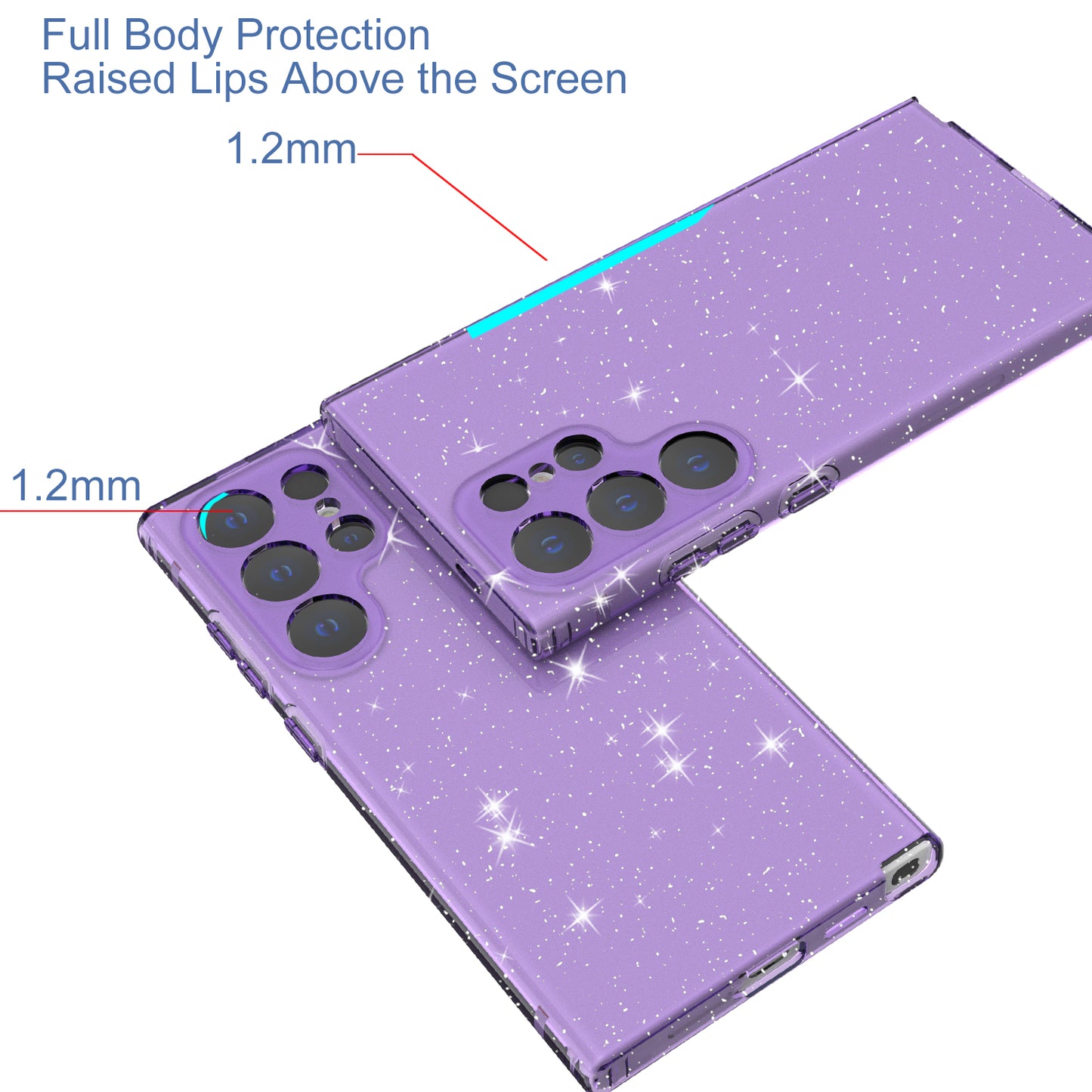 For Samsung Galaxy S24 Ultra TPU Case Glitter Powder Transparent Phone Cover - Transparent Purple
