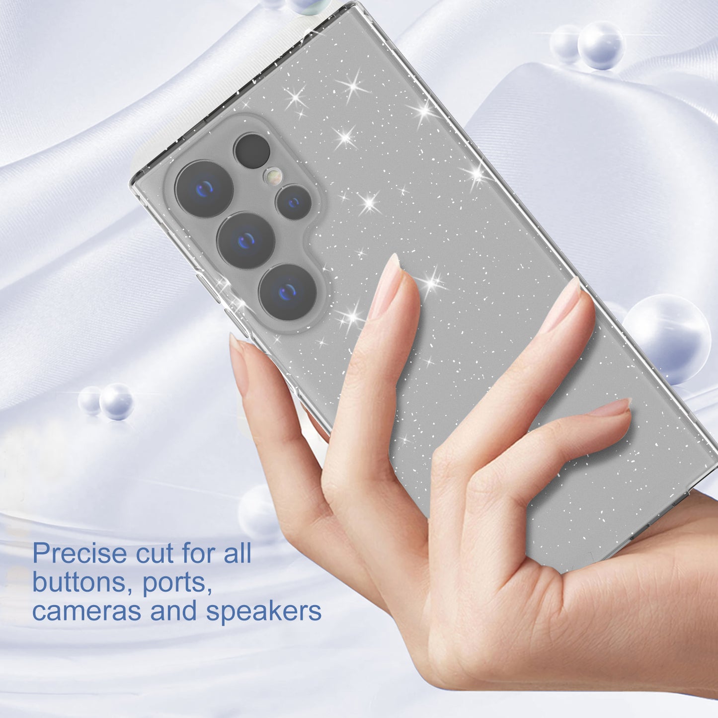 For Samsung Galaxy S24 Ultra TPU Case Glitter Powder Transparent Phone Cover - Transparent Black