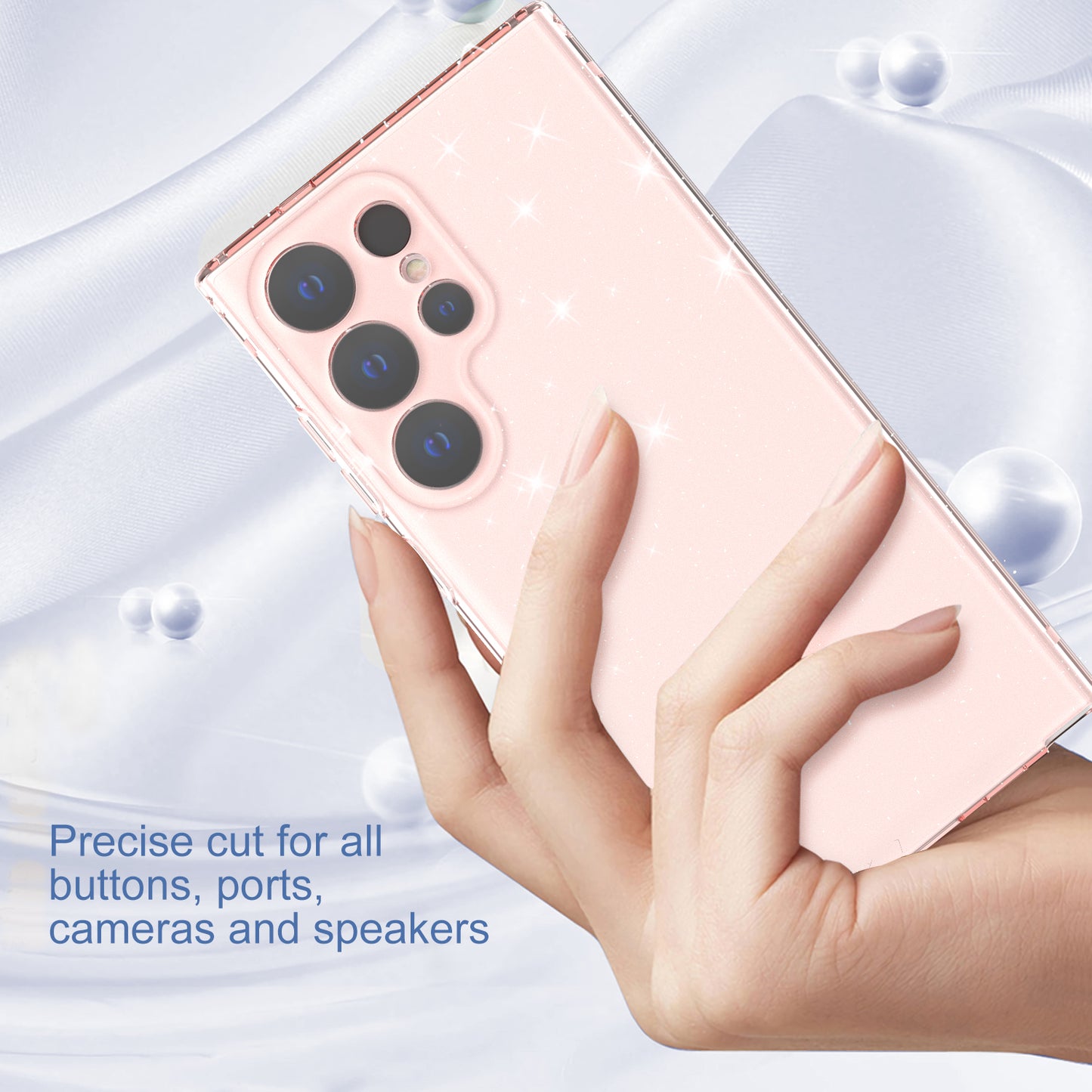 For Samsung Galaxy S24 Ultra TPU Case Glitter Powder Transparent Phone Cover - Transparent Pink