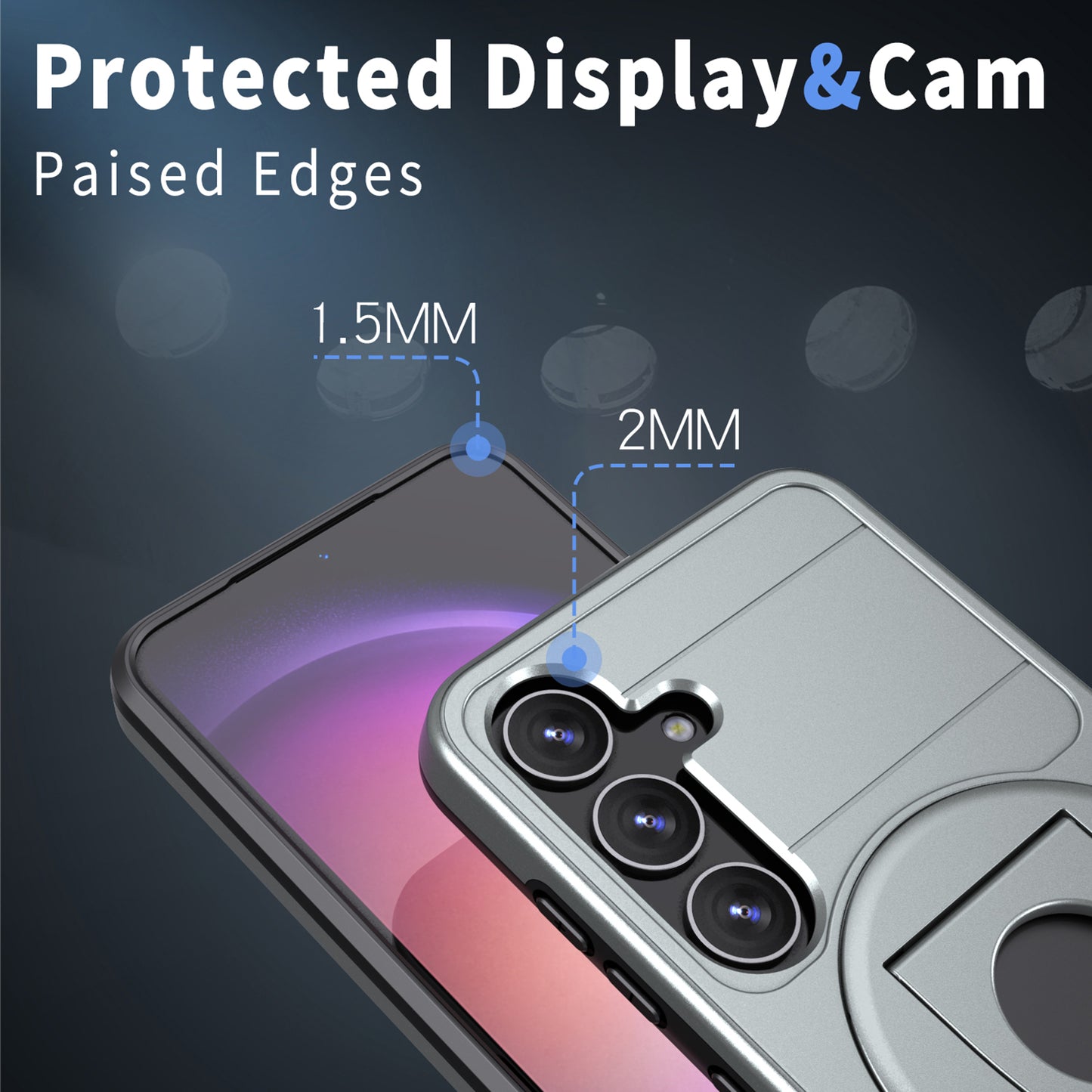 For Samsung Galaxy S24 Phone Case PC+TPU Magnetic Cover Military Grade Shockproof - Grey