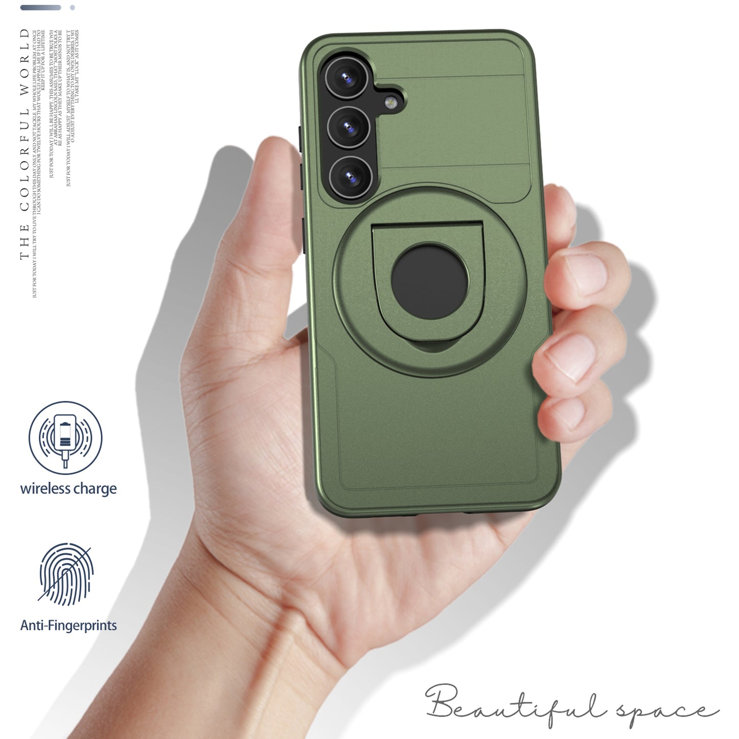 For Samsung Galaxy S24+ Phone Case Magnetic Kickstand Cover Compatible with MagSafe - Green
