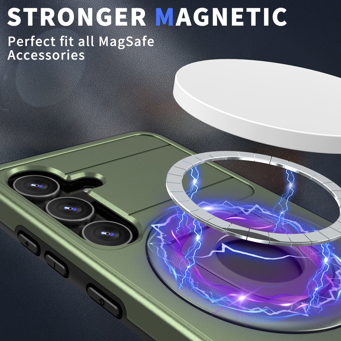 For Samsung Galaxy S24+ Phone Case Magnetic Kickstand Cover Compatible with MagSafe - Green