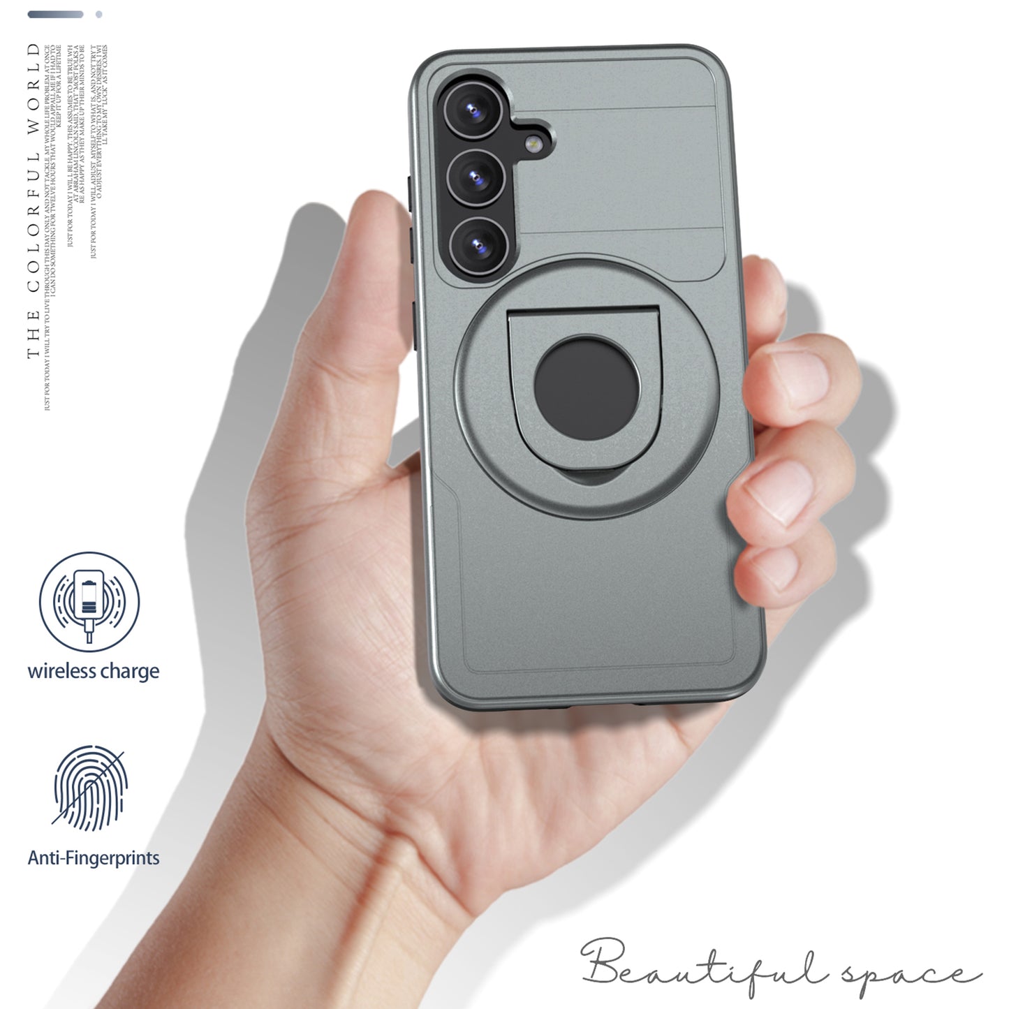 For Samsung Galaxy S24+ Phone Case Magnetic Kickstand Cover Compatible with MagSafe - Grey
